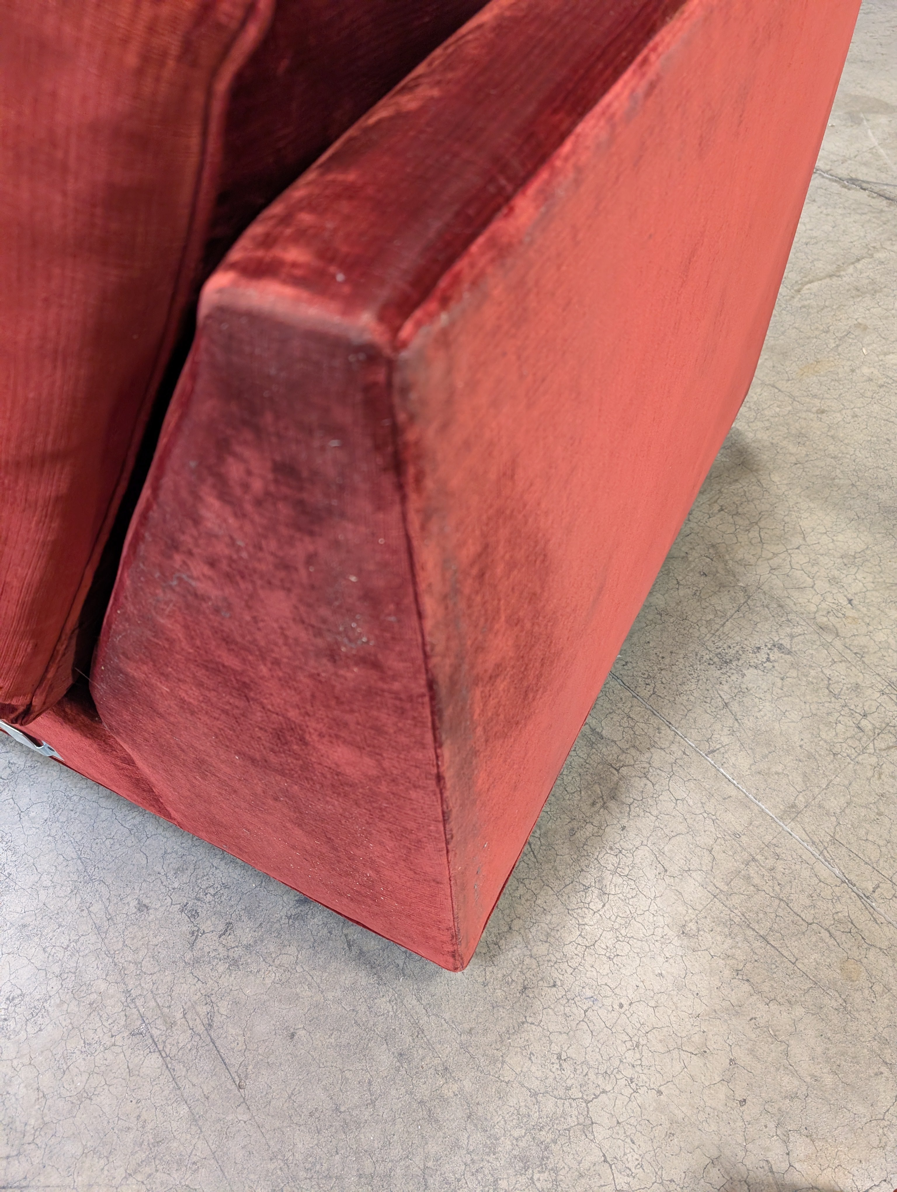 Used Vintage Style Red Velvet Sectional Sofa