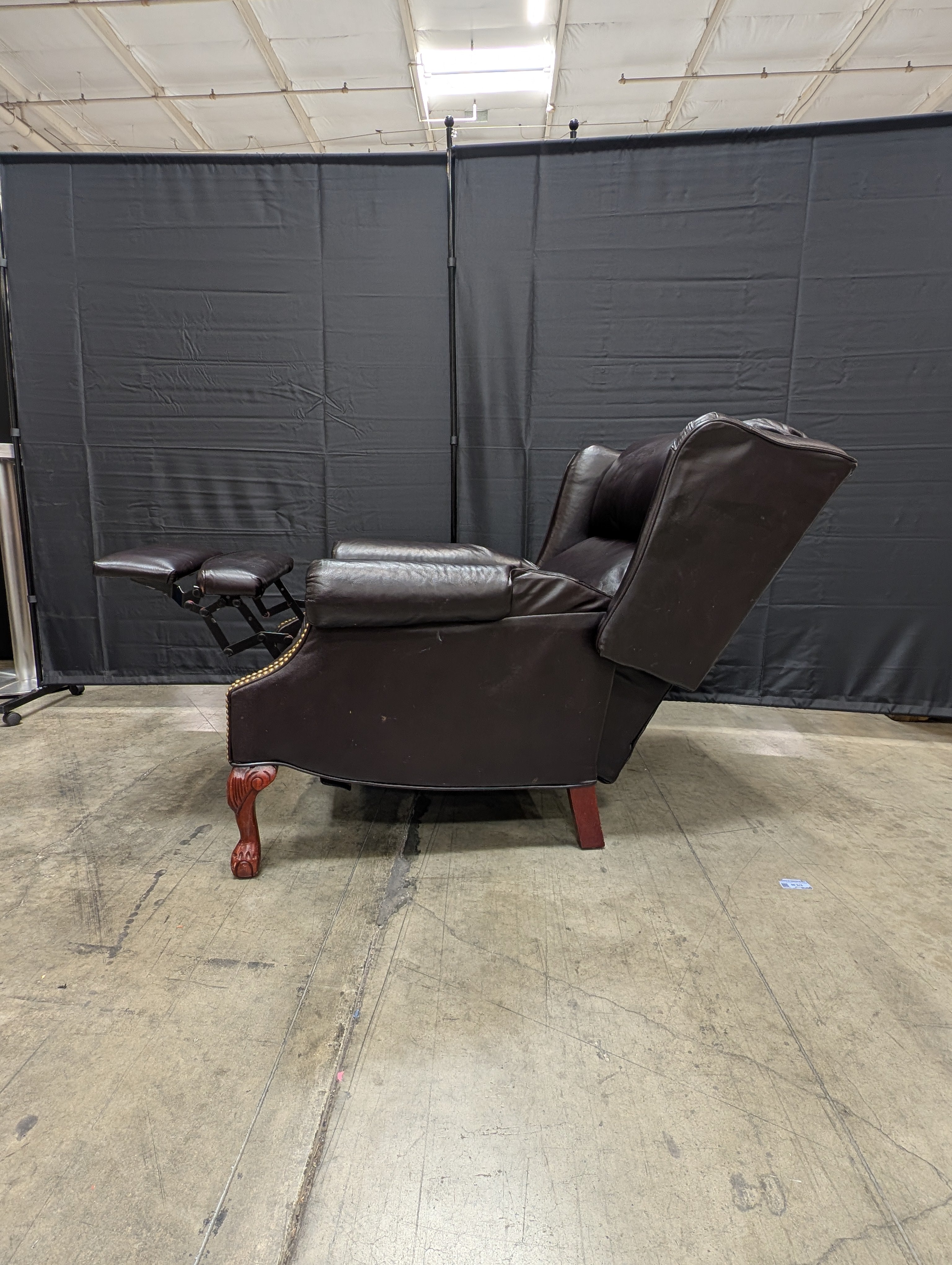 Lane Furniture Classic Dark Brown Leather Wingback Club Chair with Nailhead Trim