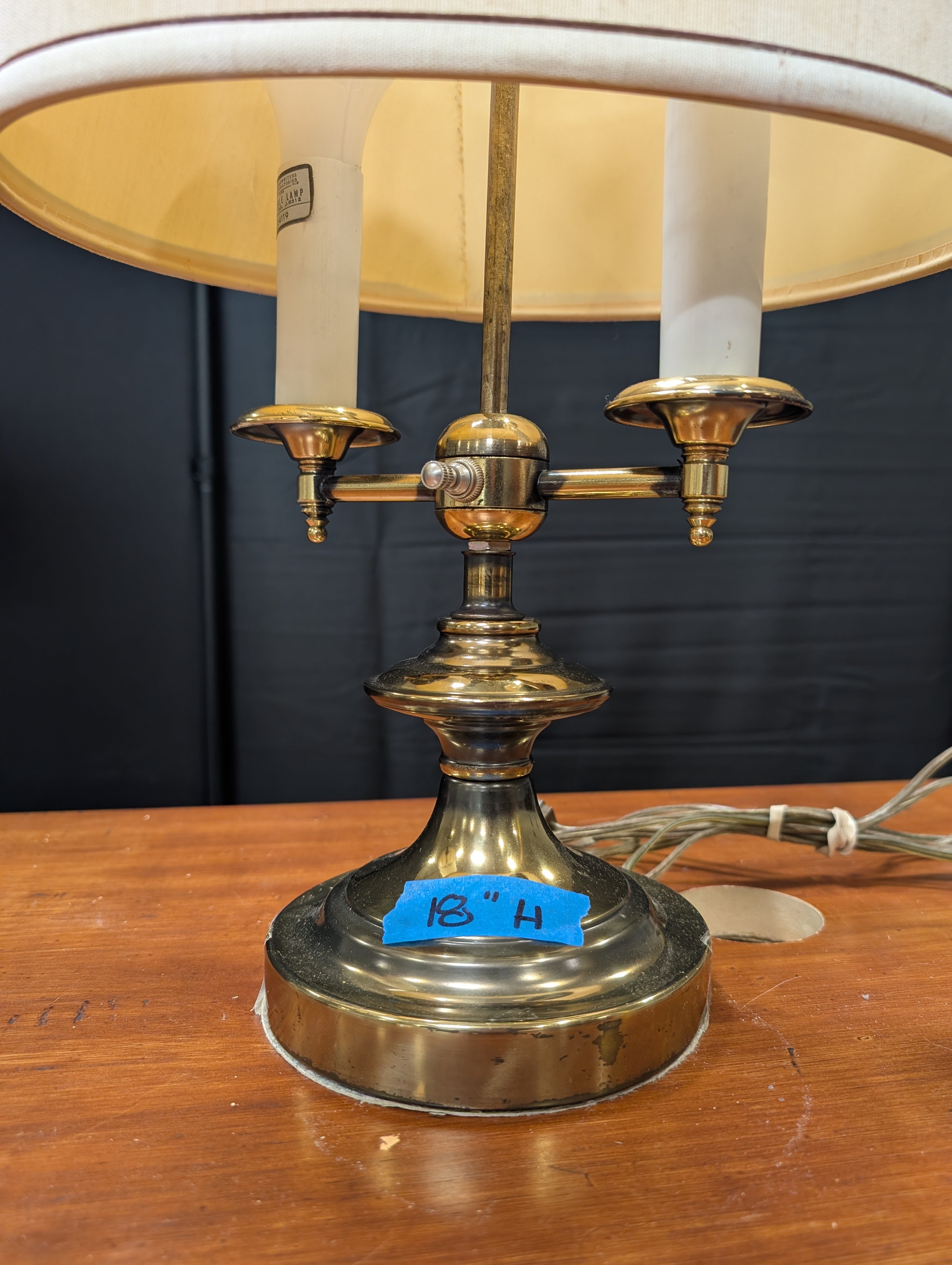 Vintage-Style Brass-Toned Double Candlestick Table Lamp