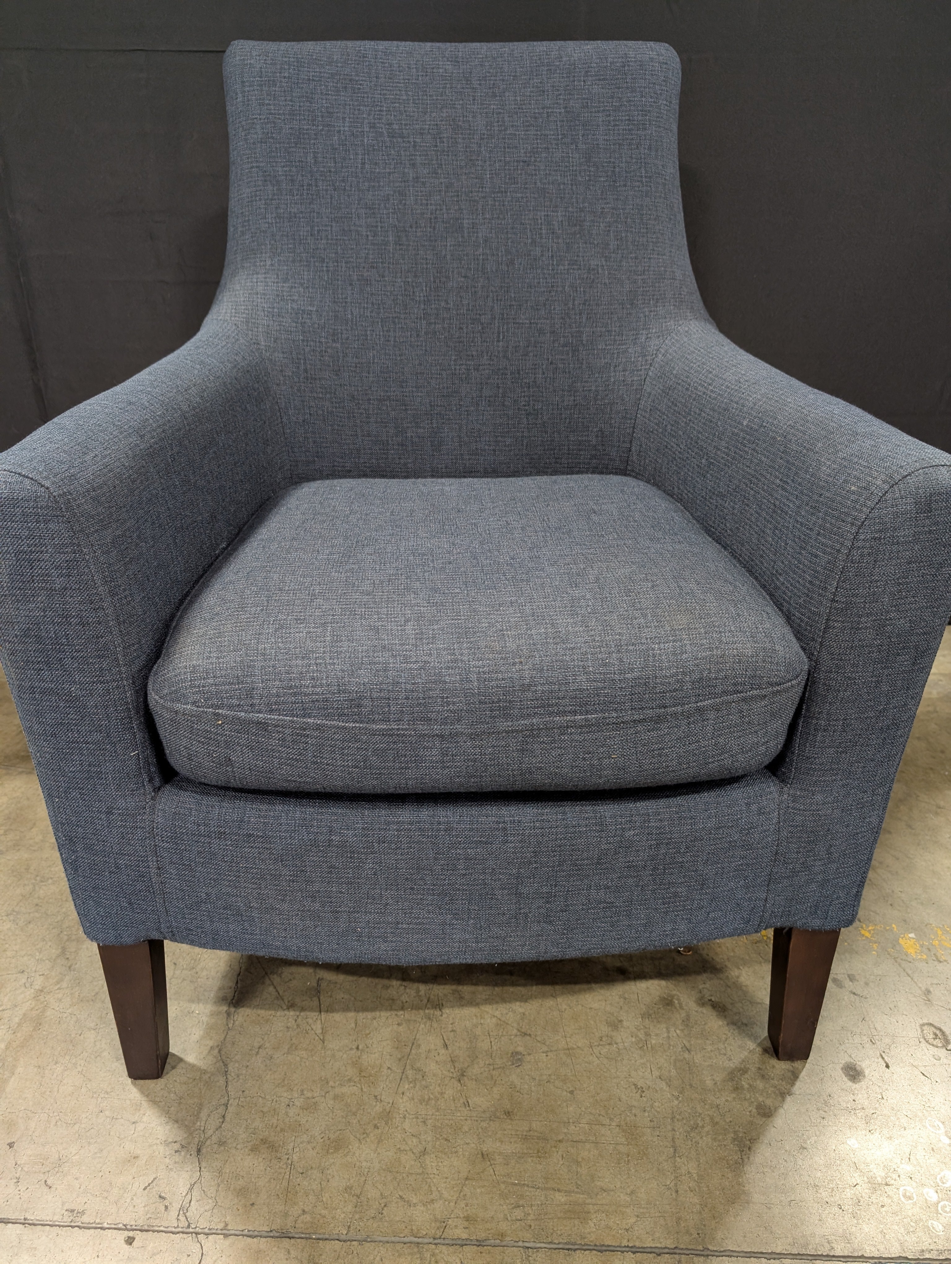 Contemporary Upholstered Accent Armchair in Dark Blue-Grey