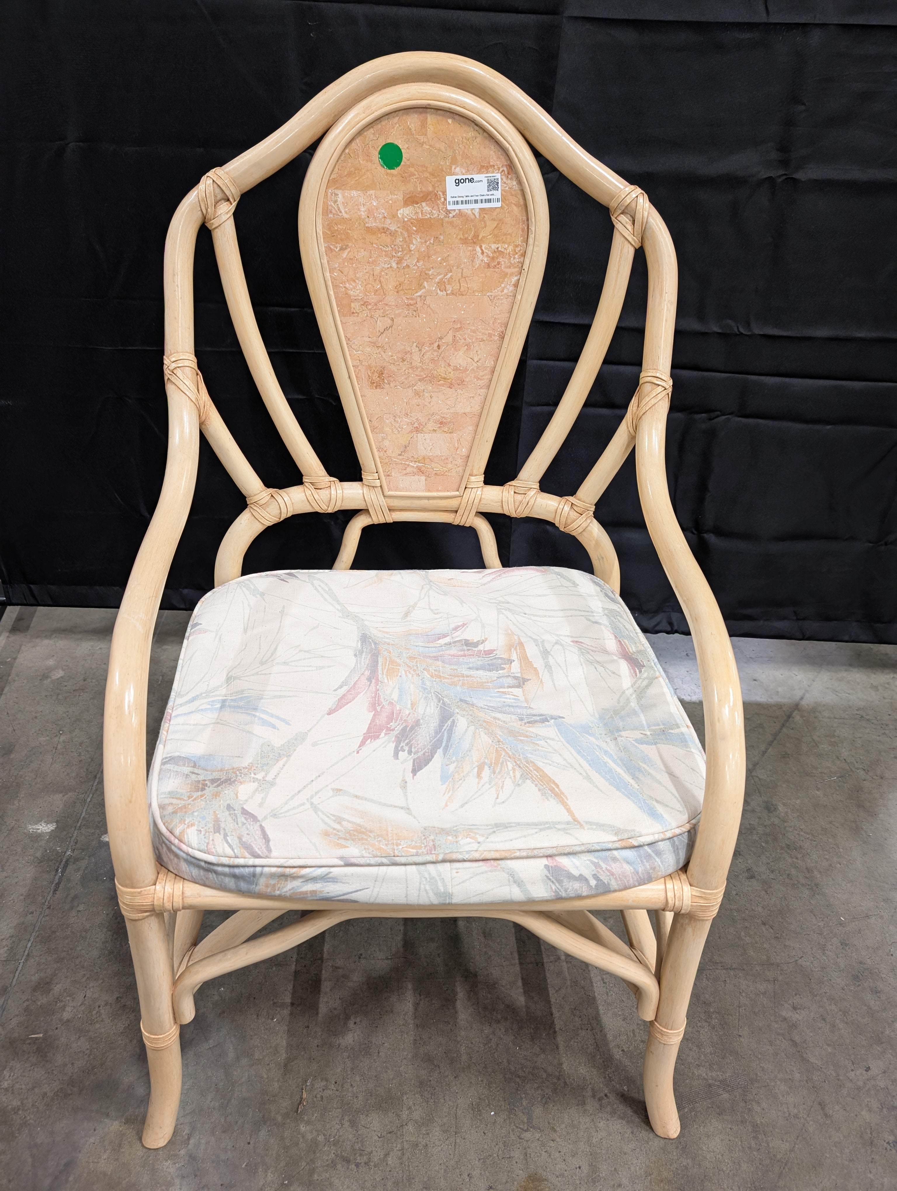 Rattan faux stone table and Set of Six Chairs