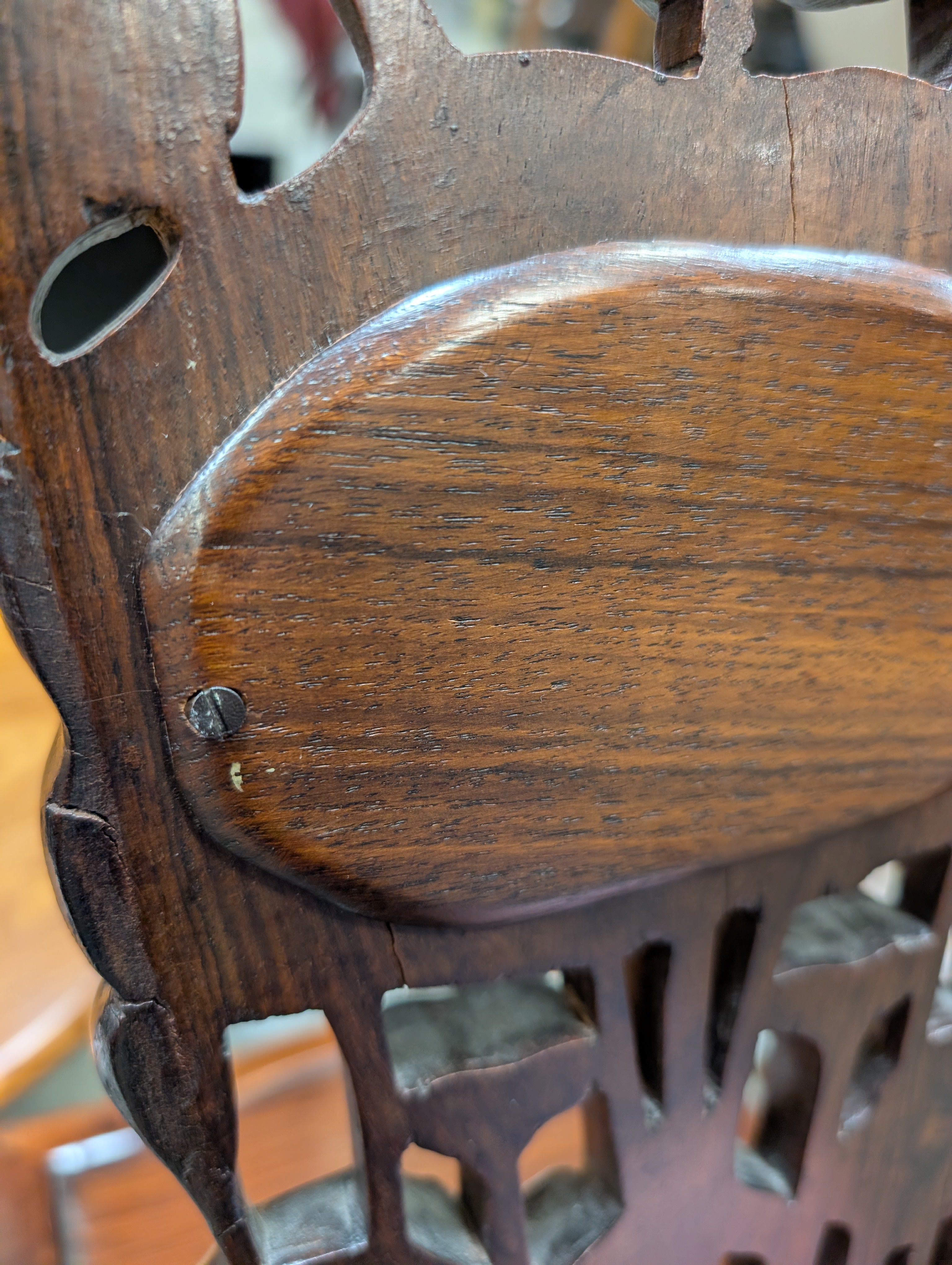 Ornate Carved Dark Wood Asian Style Side Chair