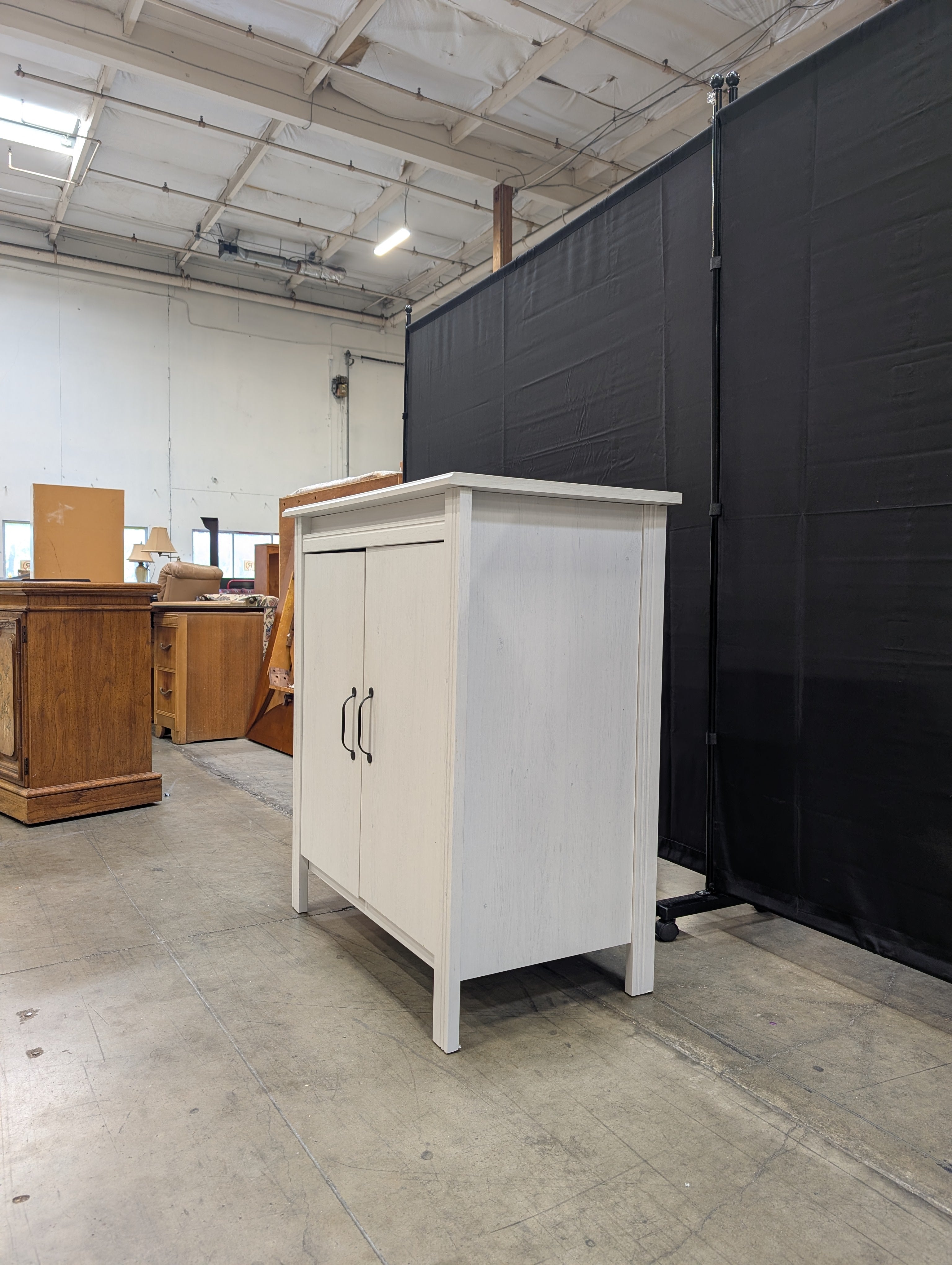 Versatile Off-White Wooden Storage Cabinet with Two Doors