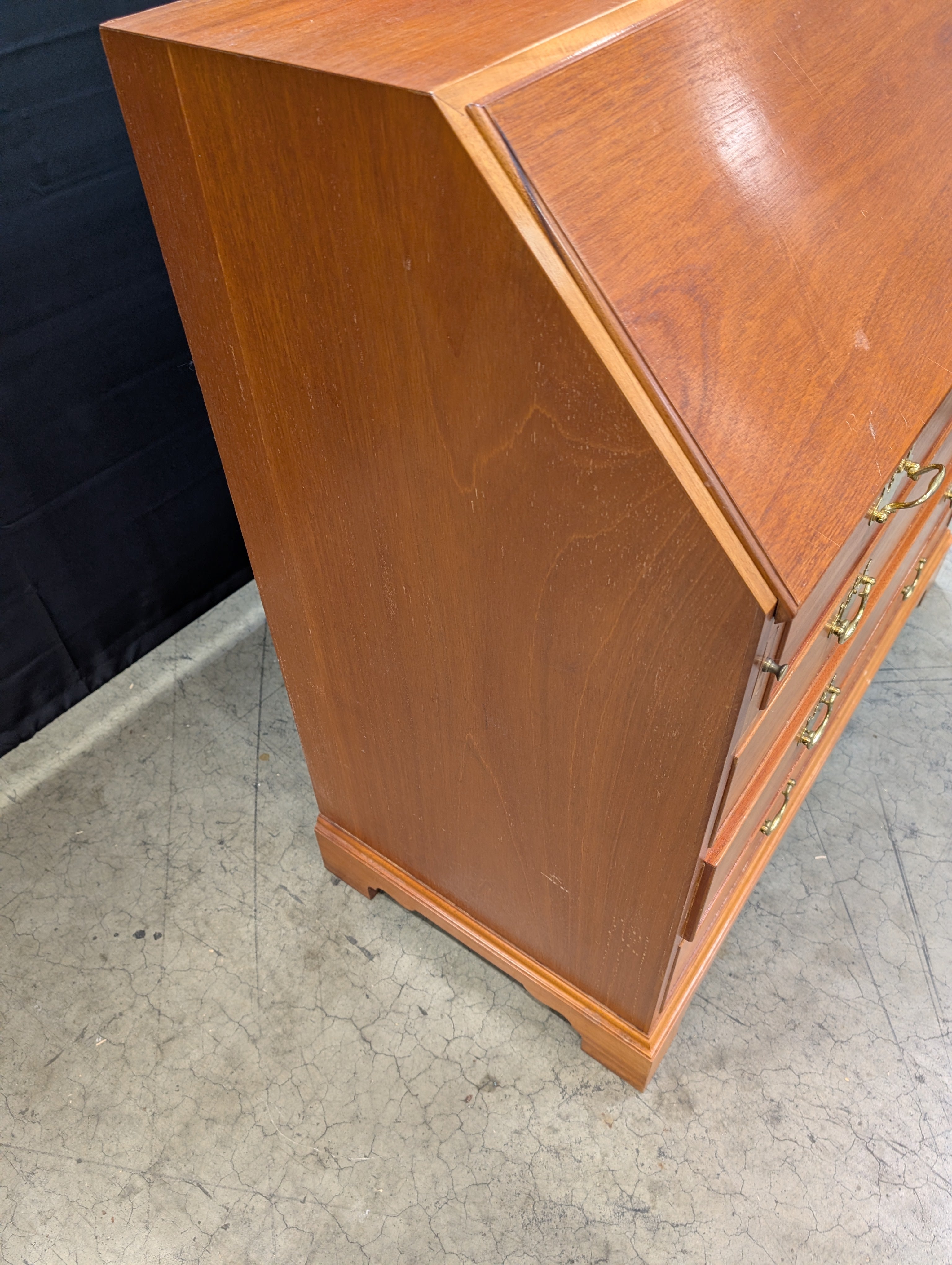 Classic Cherry-Stained Wood Slant-Front Secretary Desk
