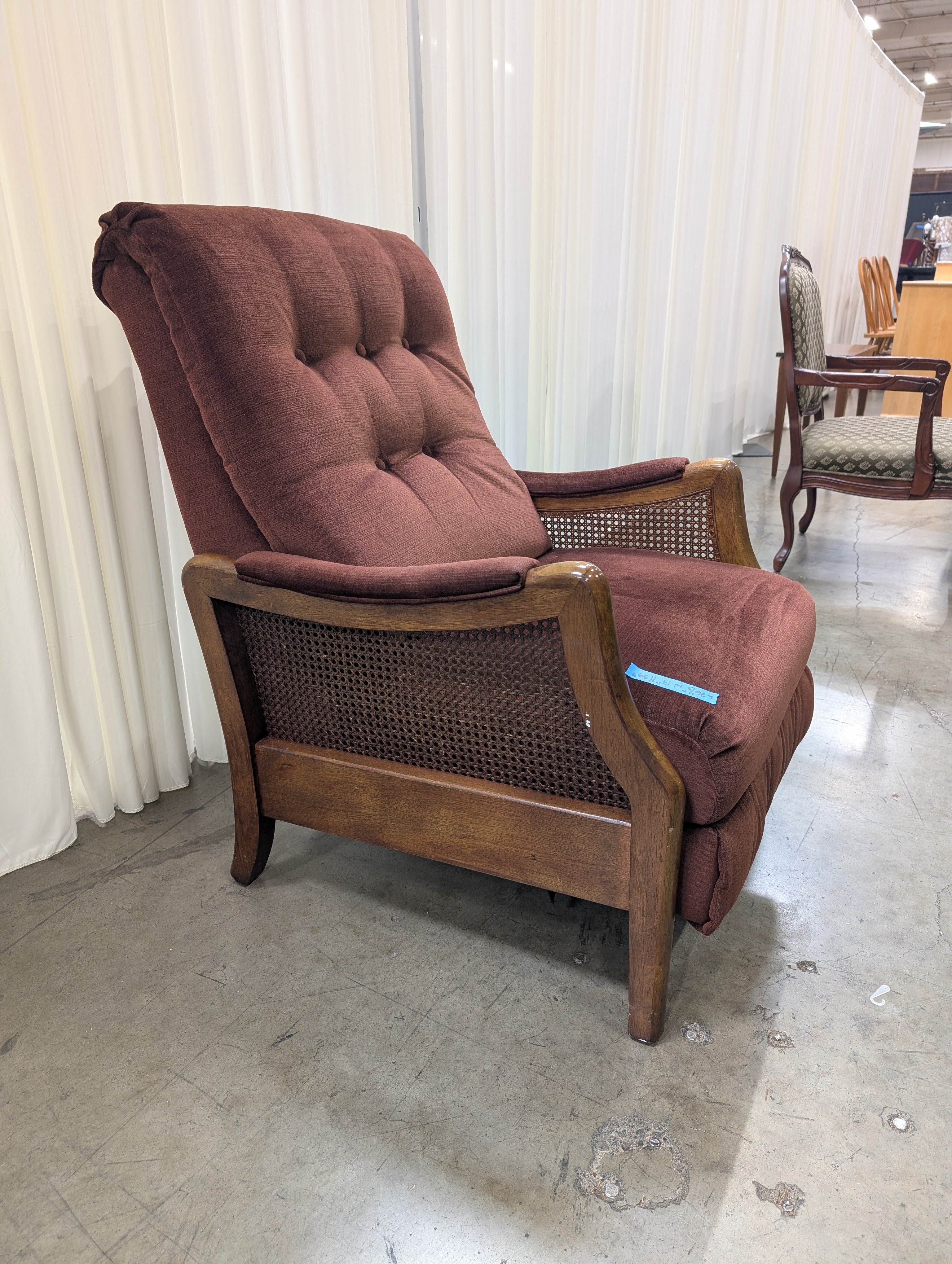 Lane Furniture Rust Tufted Cane Armchair in Wood