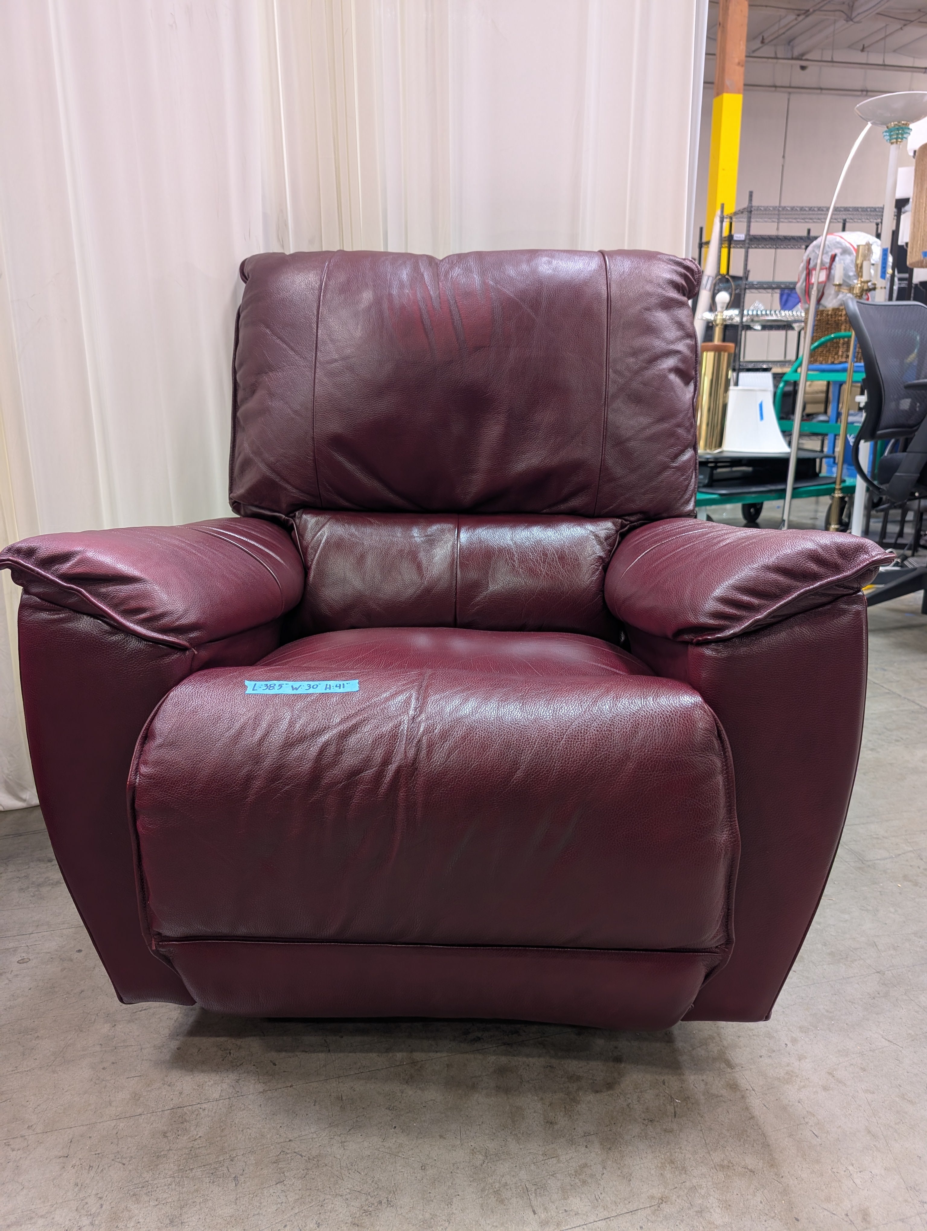 Burgundy Overstuffed LaZboy Recliner with Pillow Arms