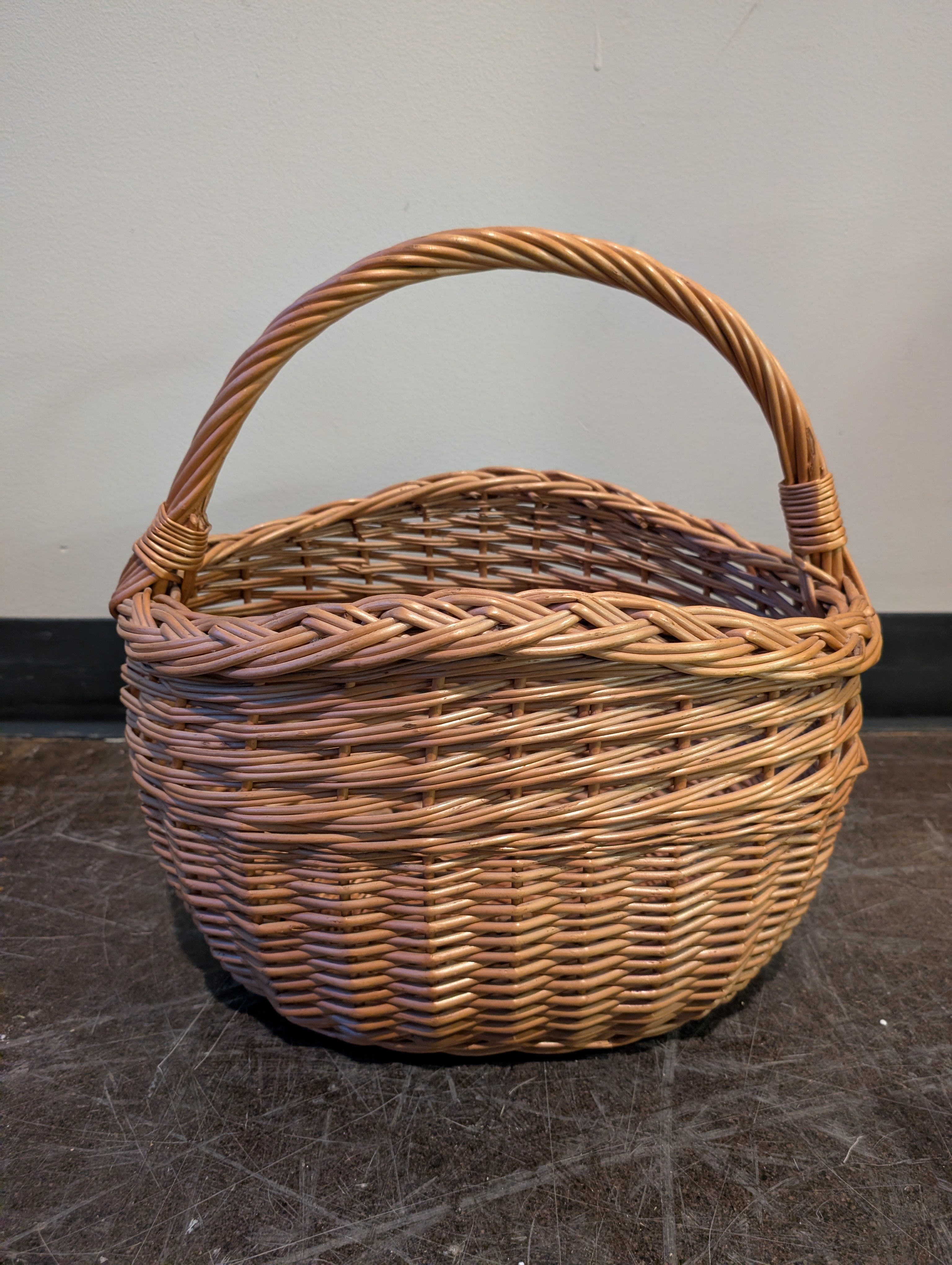 Handwoven Wicker Oval Storage Basket with Handle