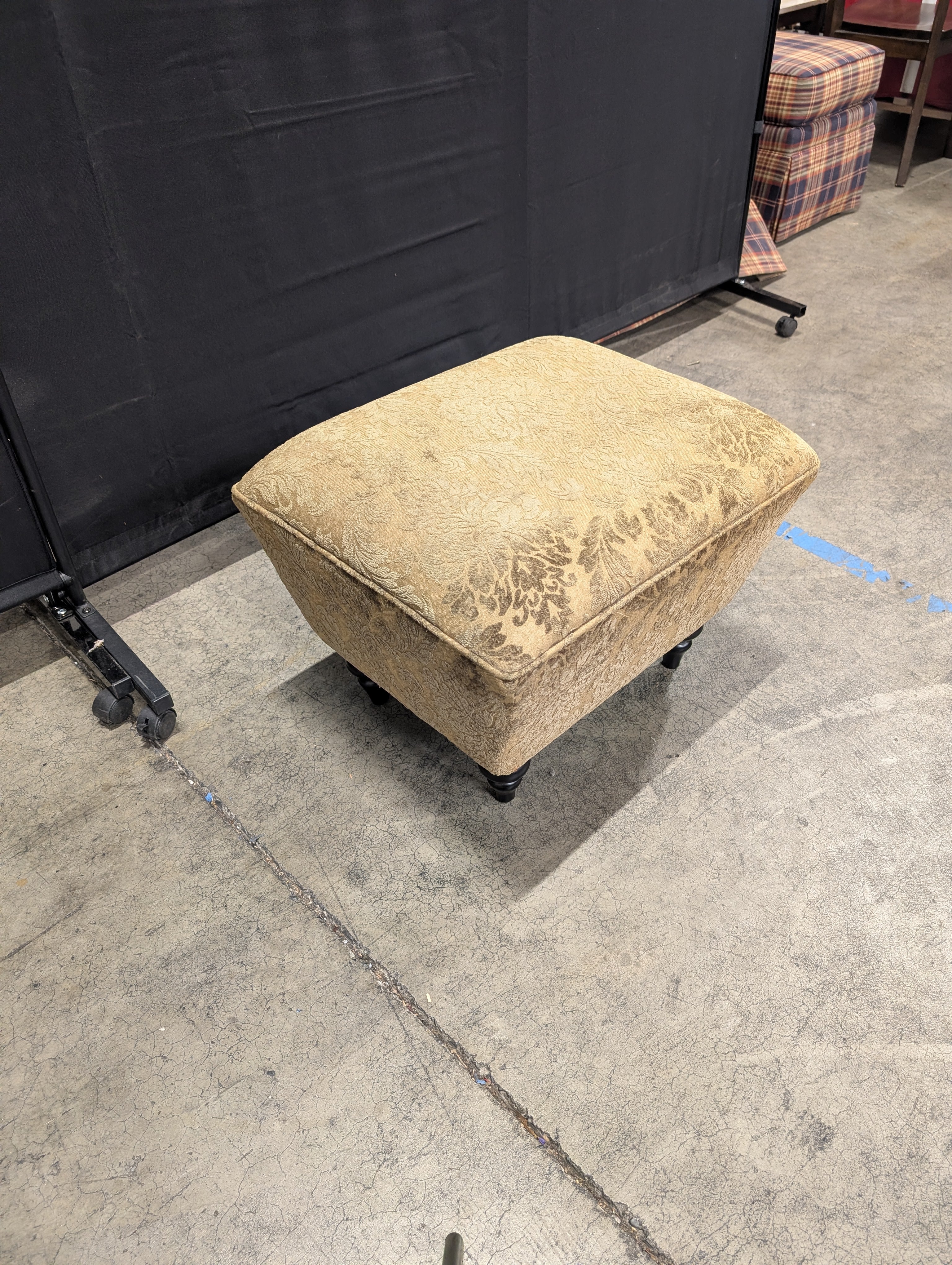 Pier 1 Imports Patterned Upholstered Ottoman with Tapered Feet