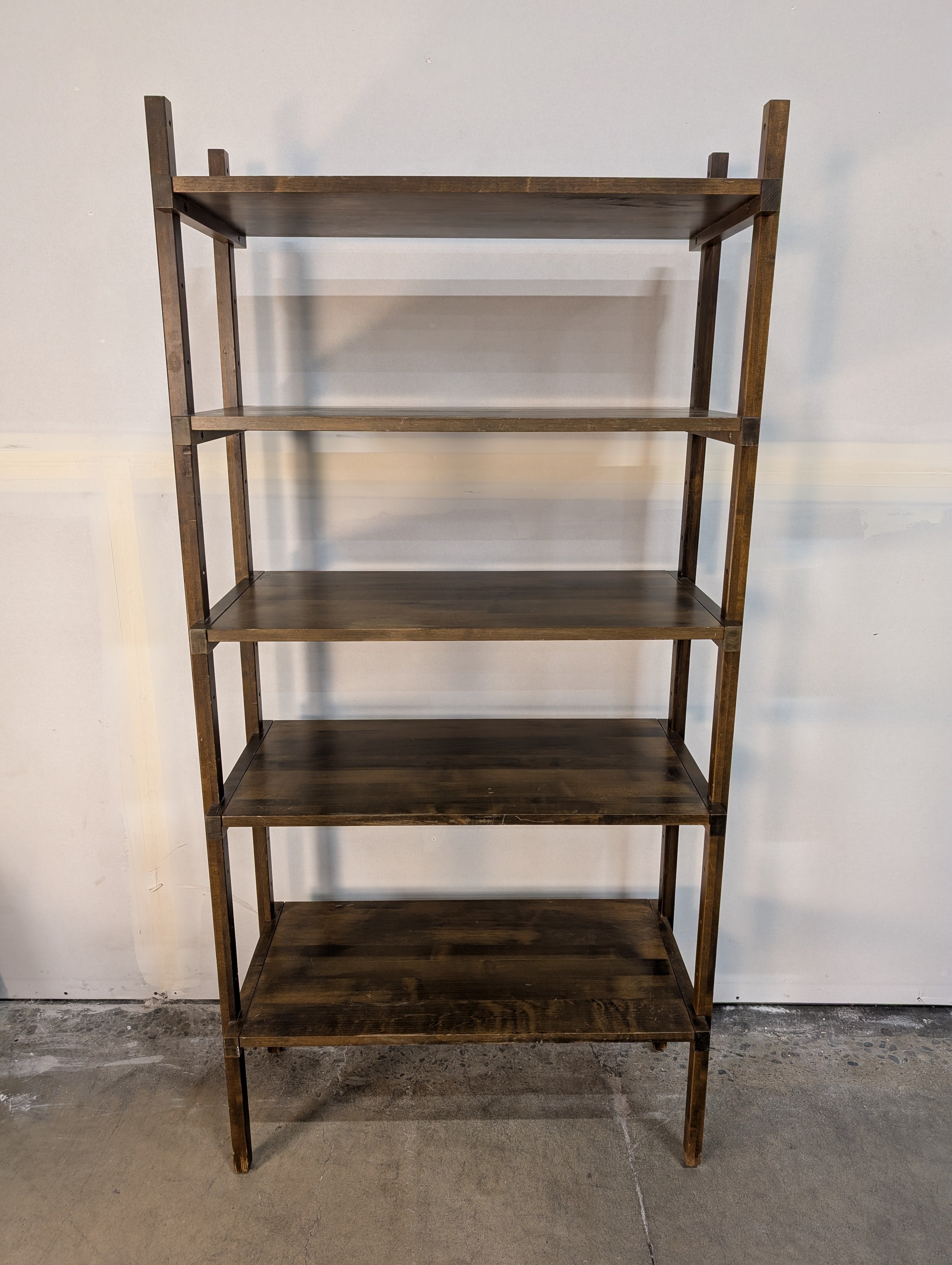 Modern Dark Wood Five-Tier Bookcase Storage Shelf