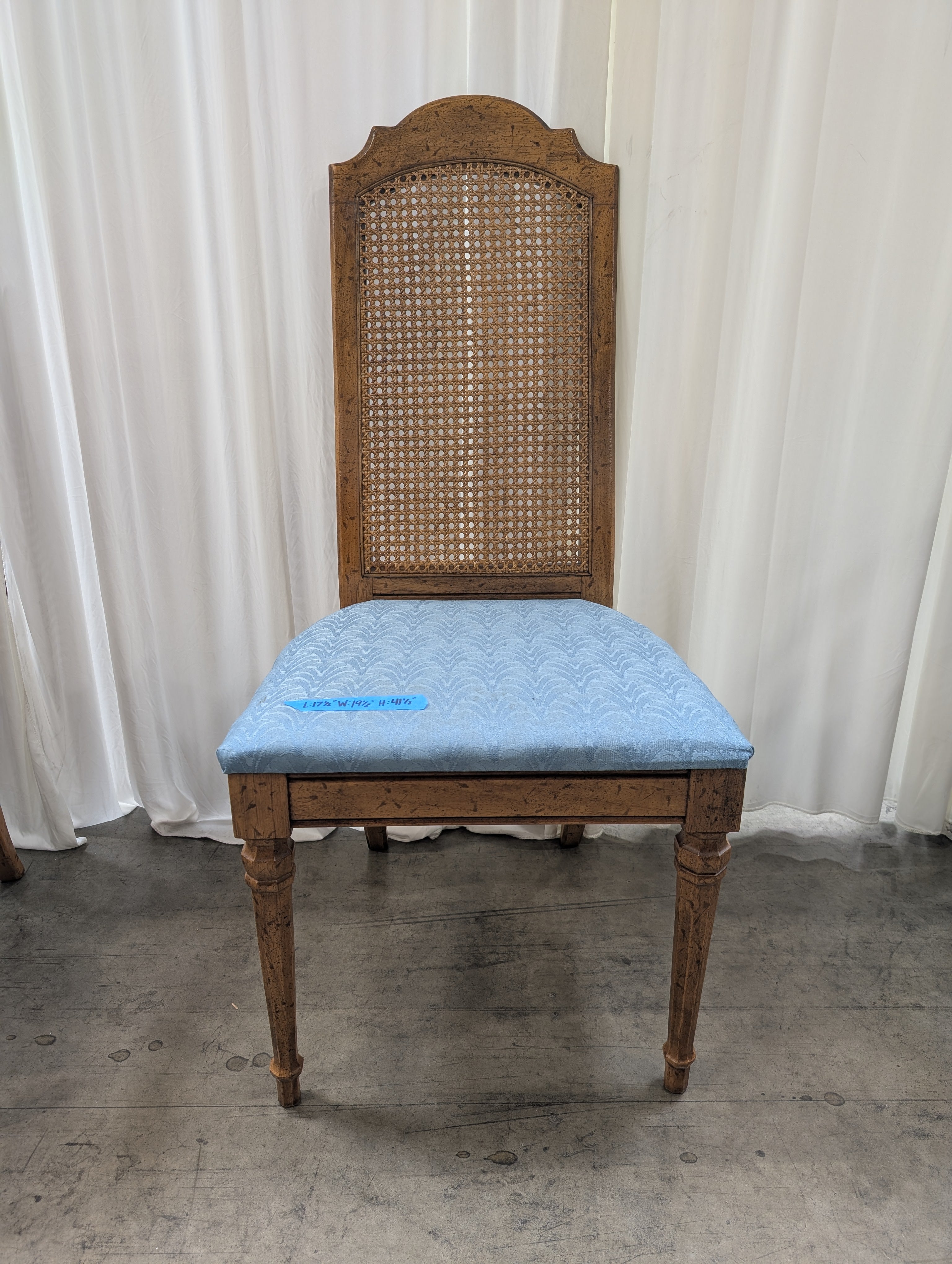 Vintage French Provincial Wood Dining Chairs with Cane Backs