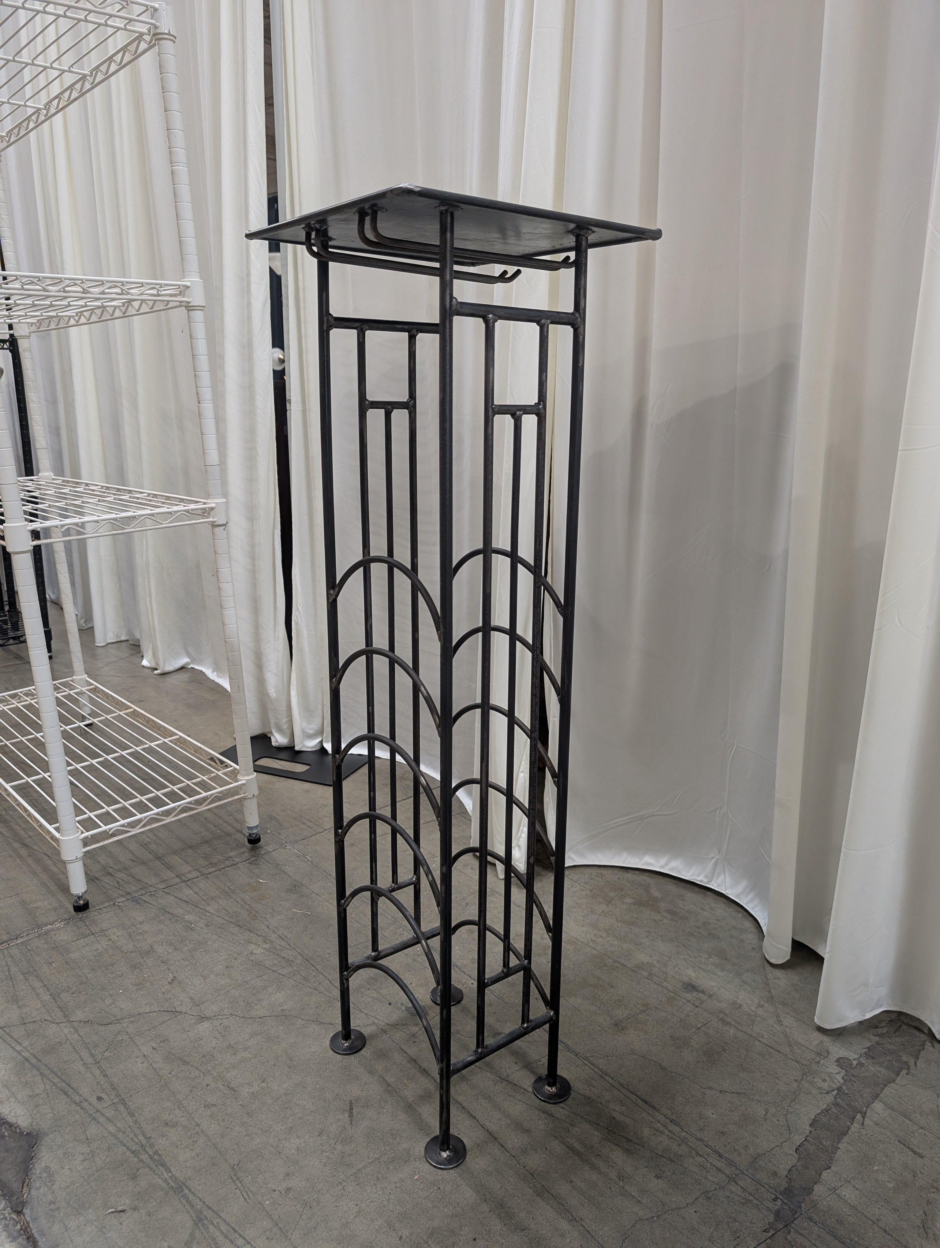 Industrial Dark Gray Metal Plant Stand