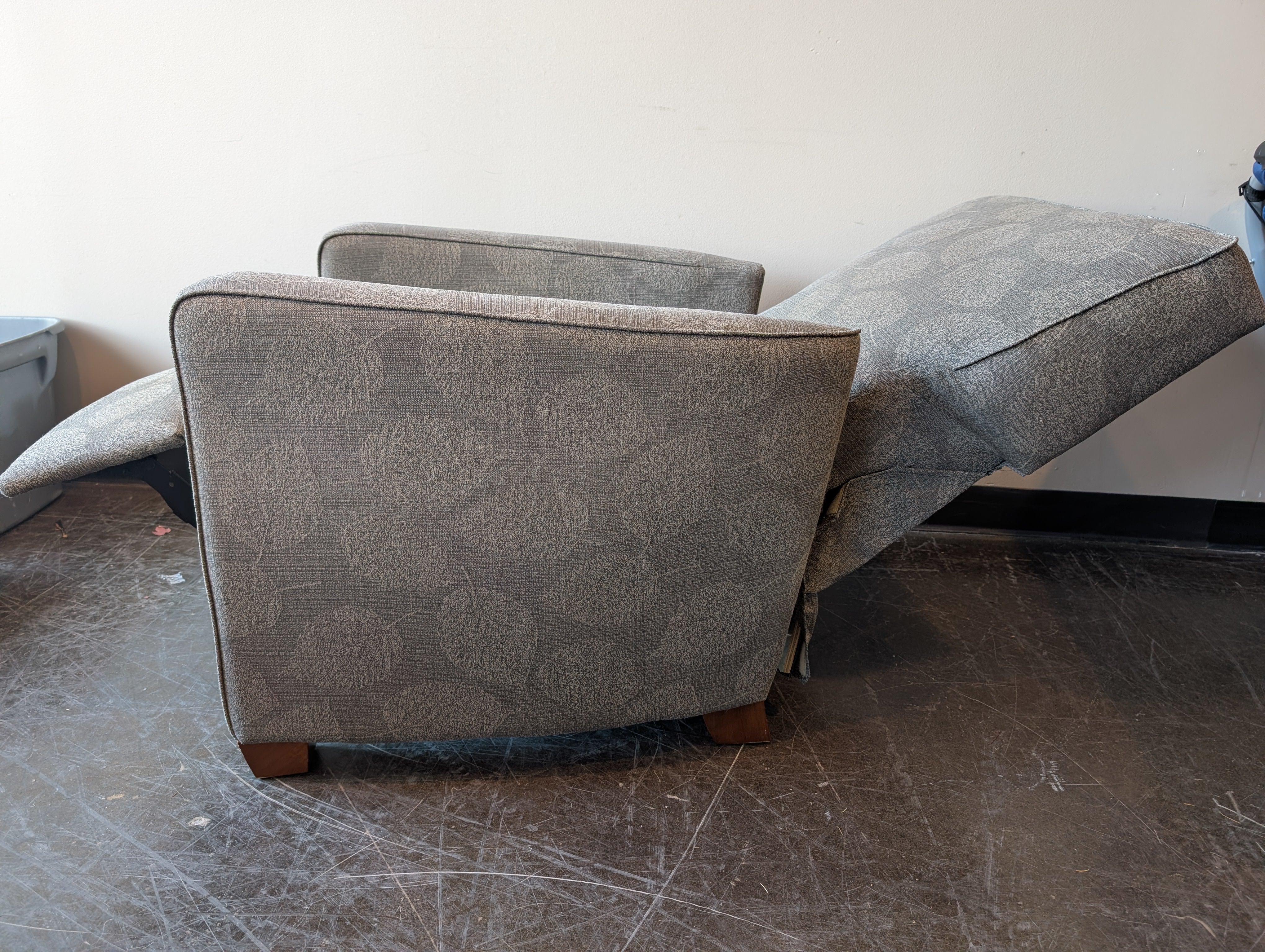 Pair of Contemporary Grey Fabric Accent Chair with Foliage Design