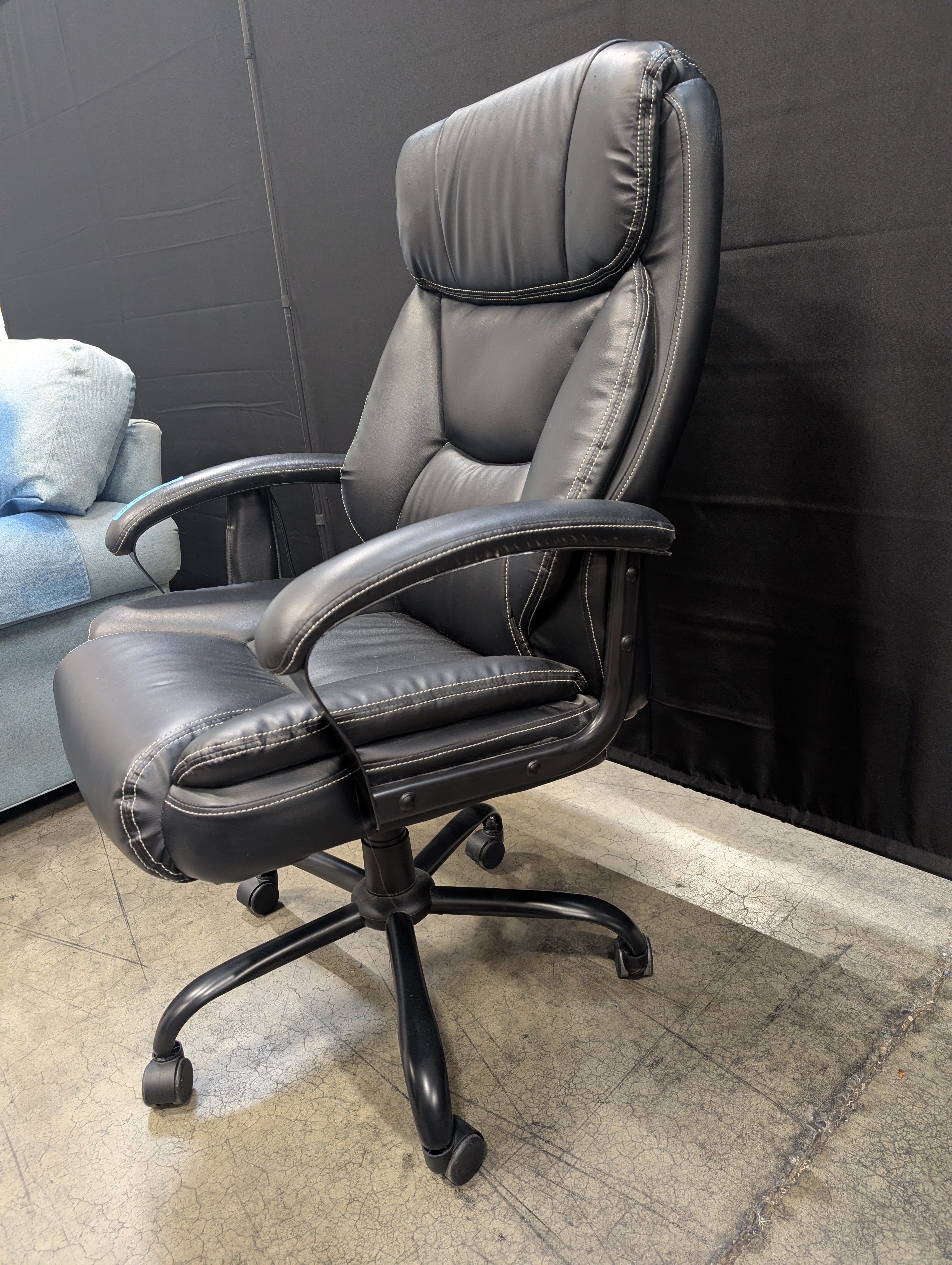 Black Padded Executive Style Office Chair with Rolling Base