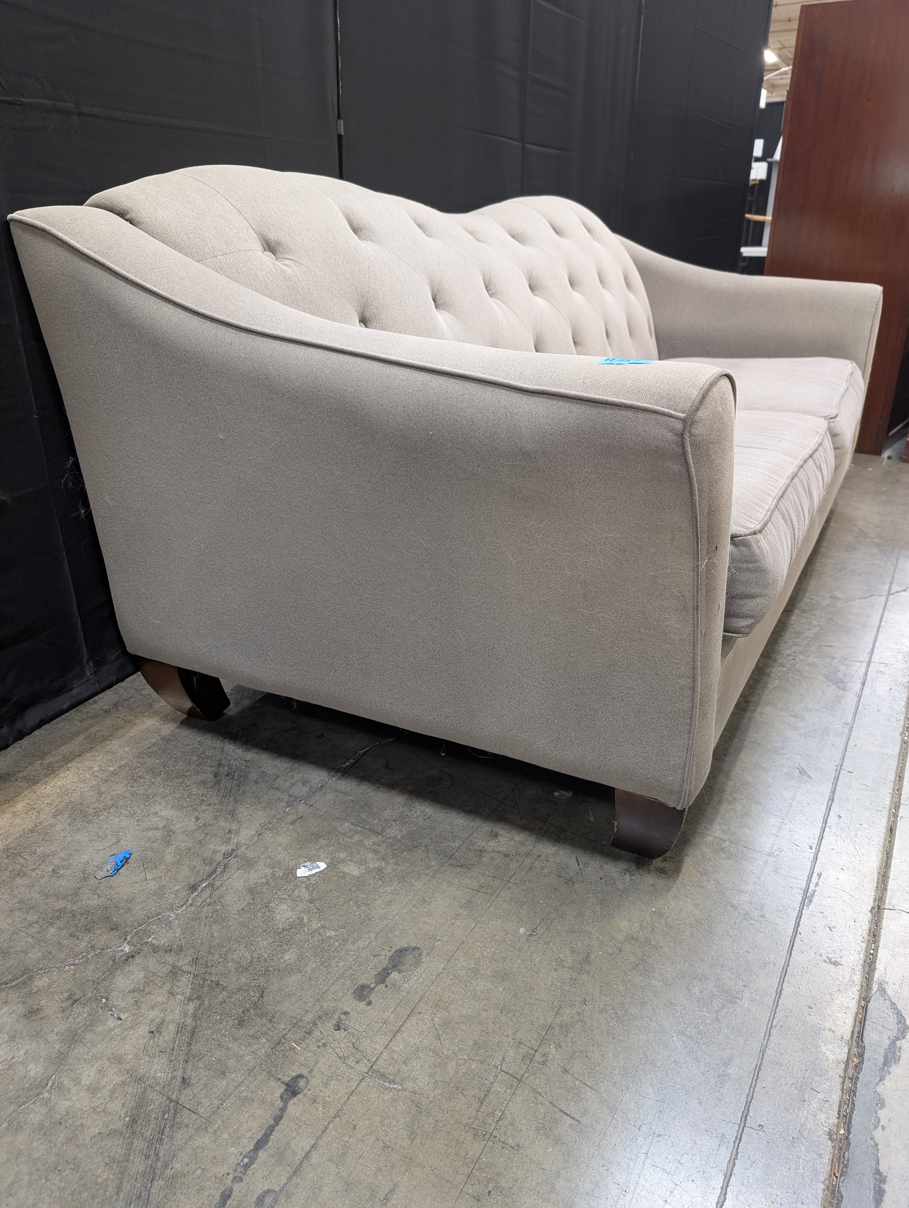Tufted Back Fabric Sofa with Rolled Arms