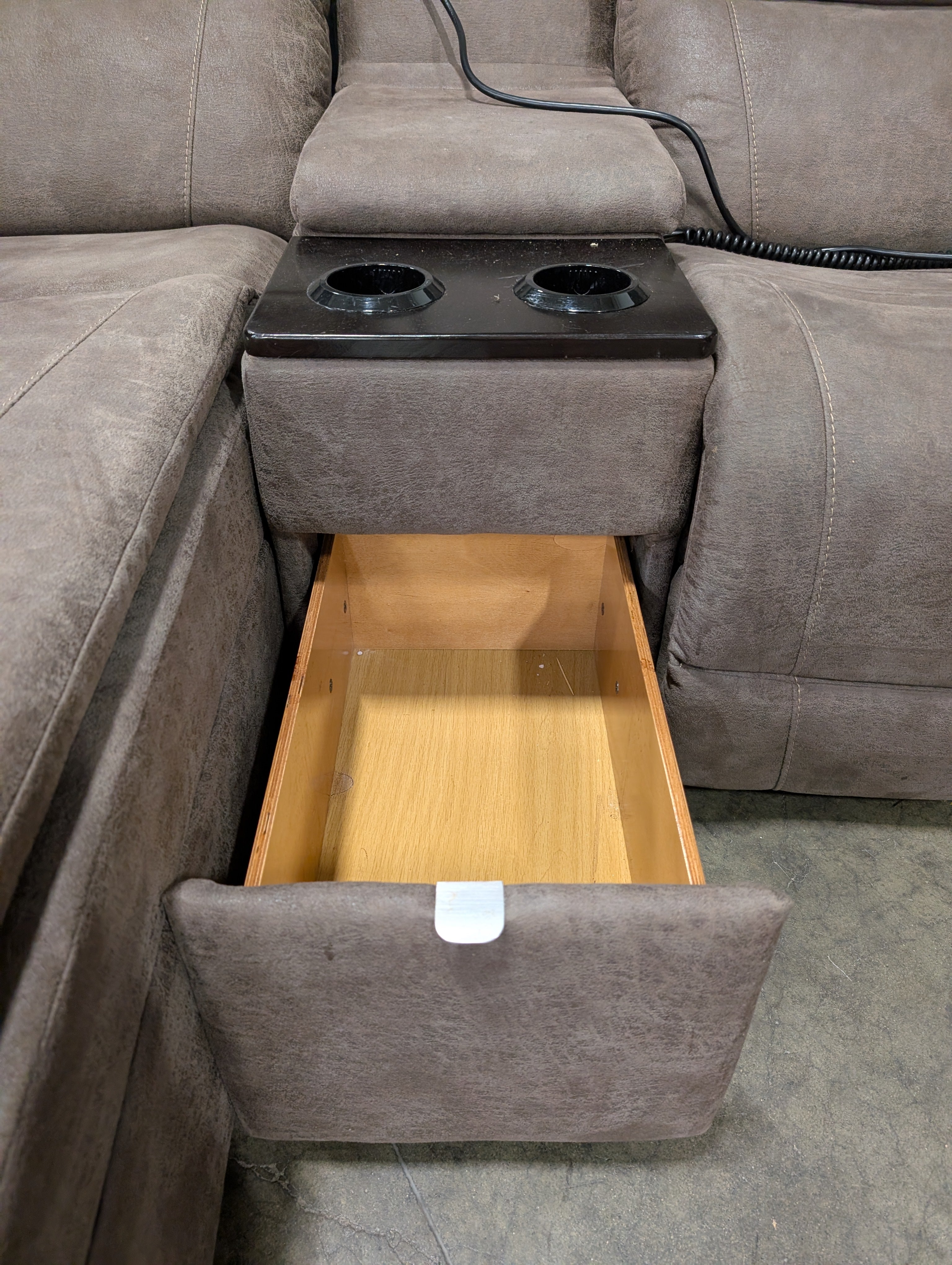 Electric Reclining Brown Microfiber Sectional Couch with Consoles