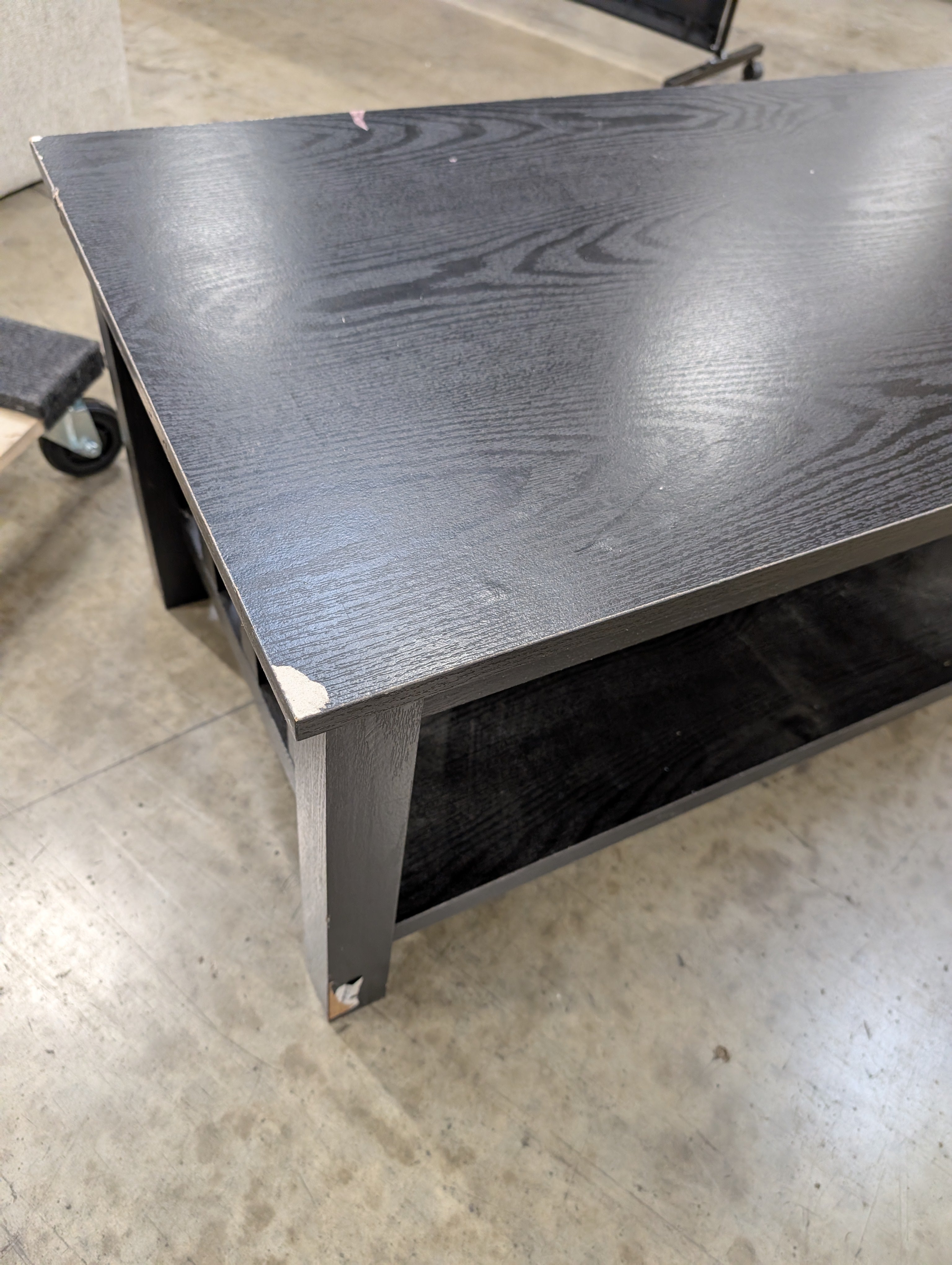 Modern Dark Brown Rectangular Coffee Table with Storage Shelf