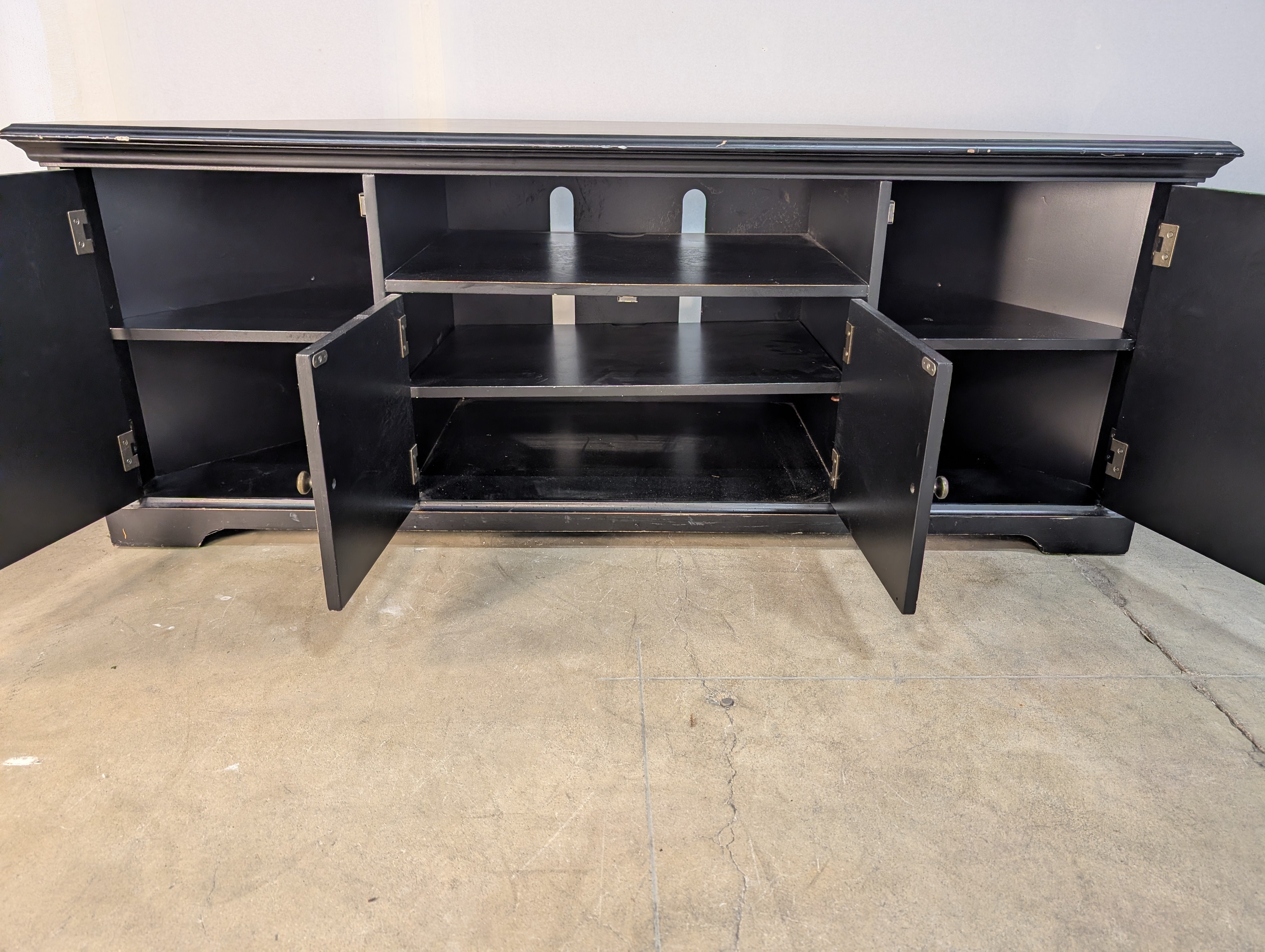 Versatile Black Corner Ballard Designs TV Stand Media Console with Storage