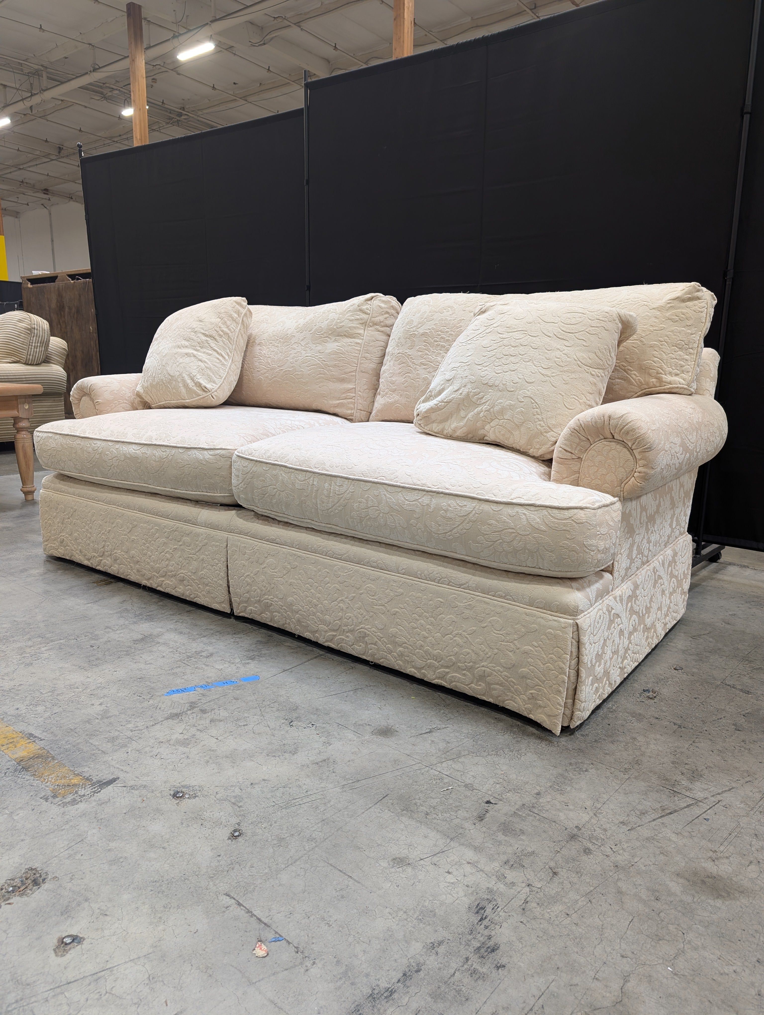 Cream Patterned Baker furniture Two-Cushion Loveseat