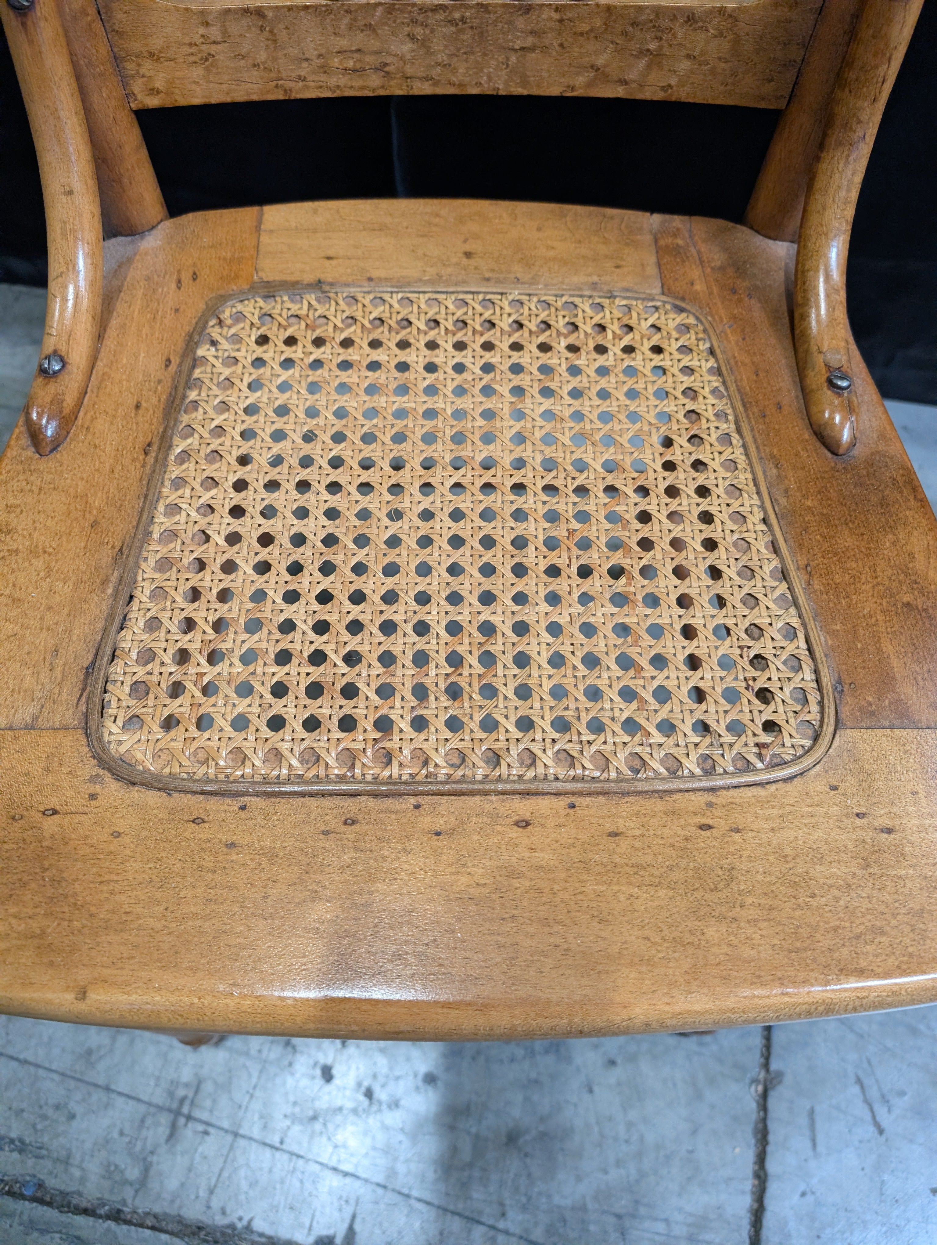 Vintage Spindle Back Wooden Chair with Cane Seat