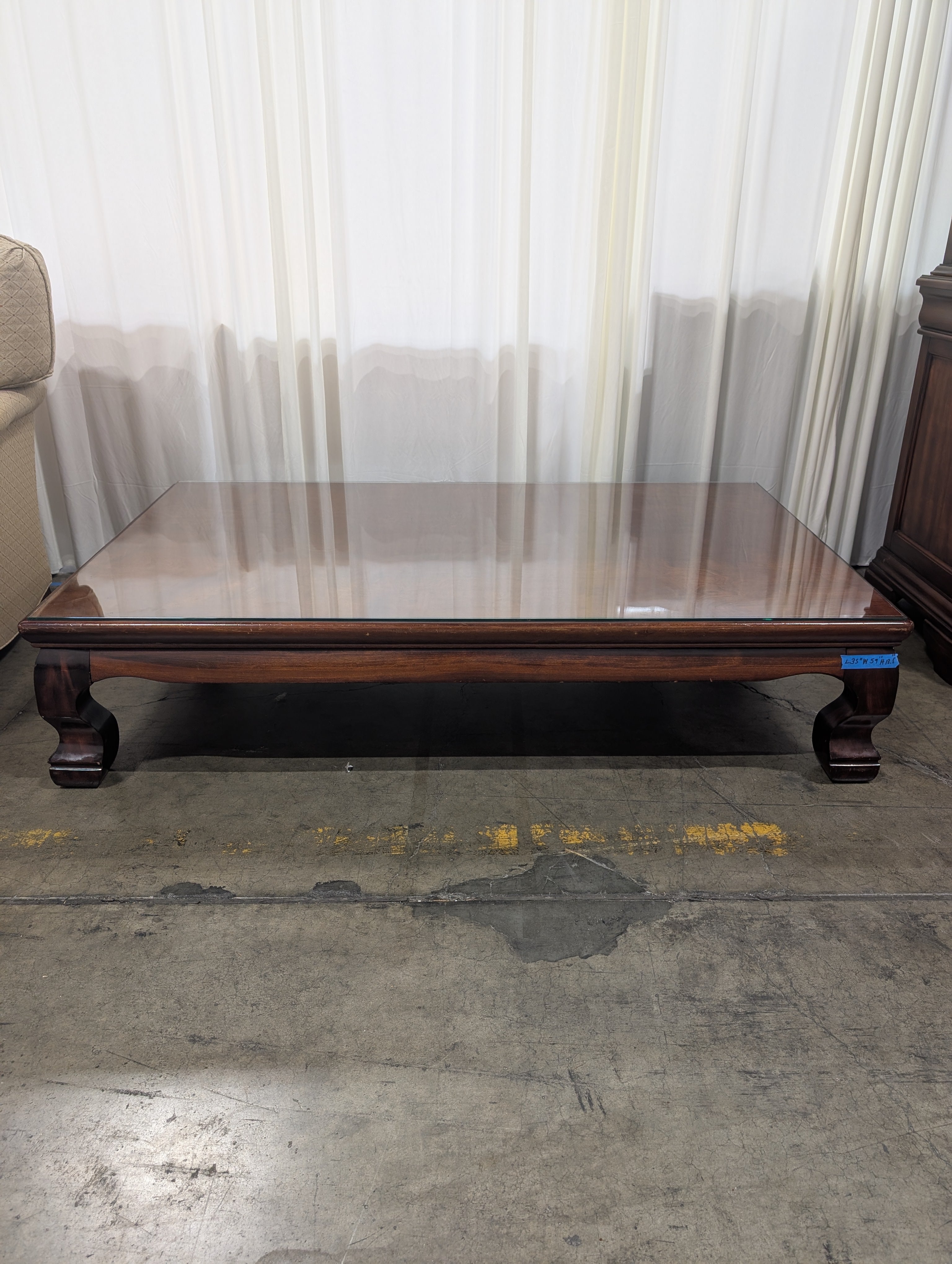 Maroc Dark Wood Coffee Table with Glass Top