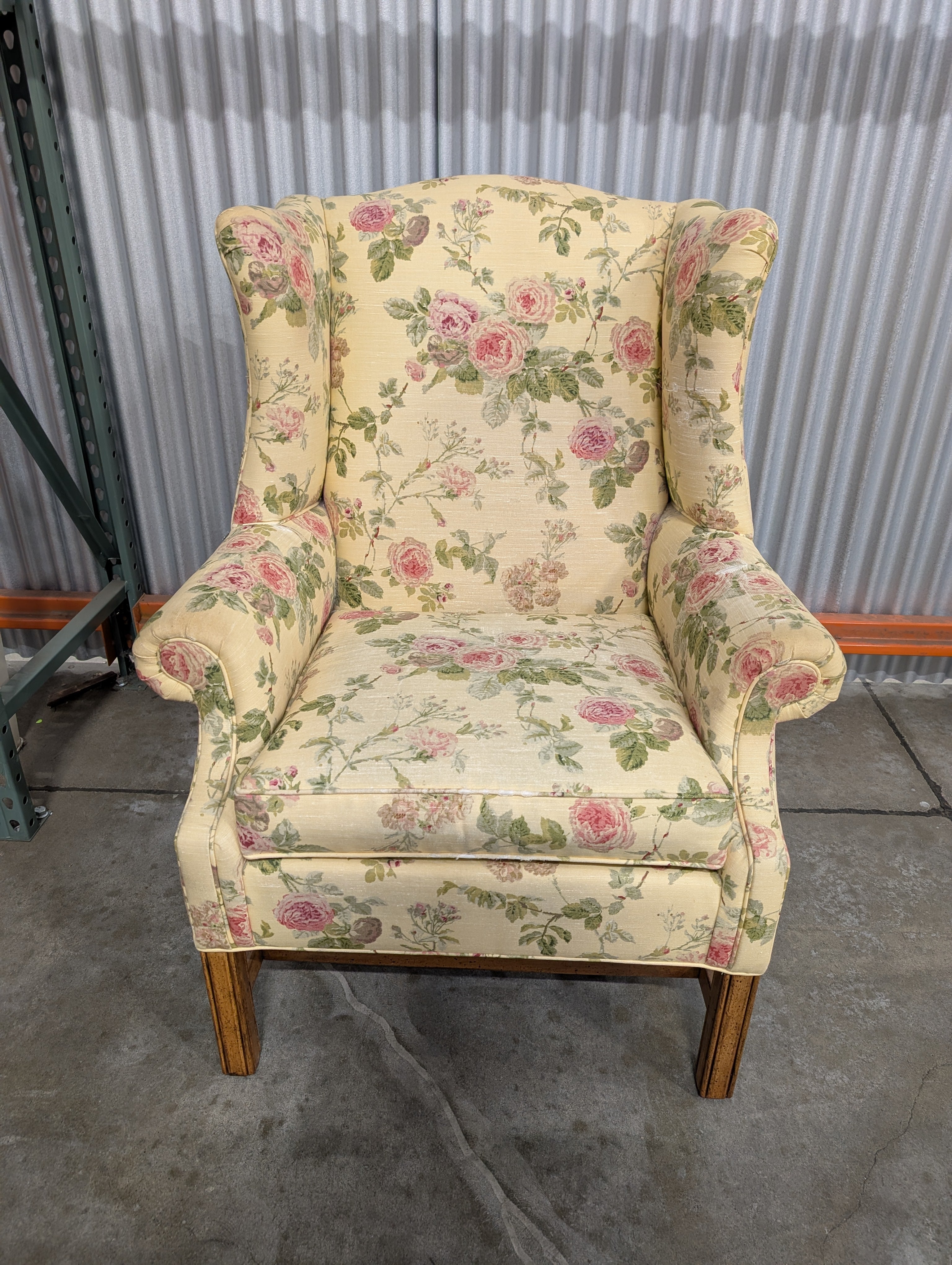 Ethan Allen Floral Wingback Chair