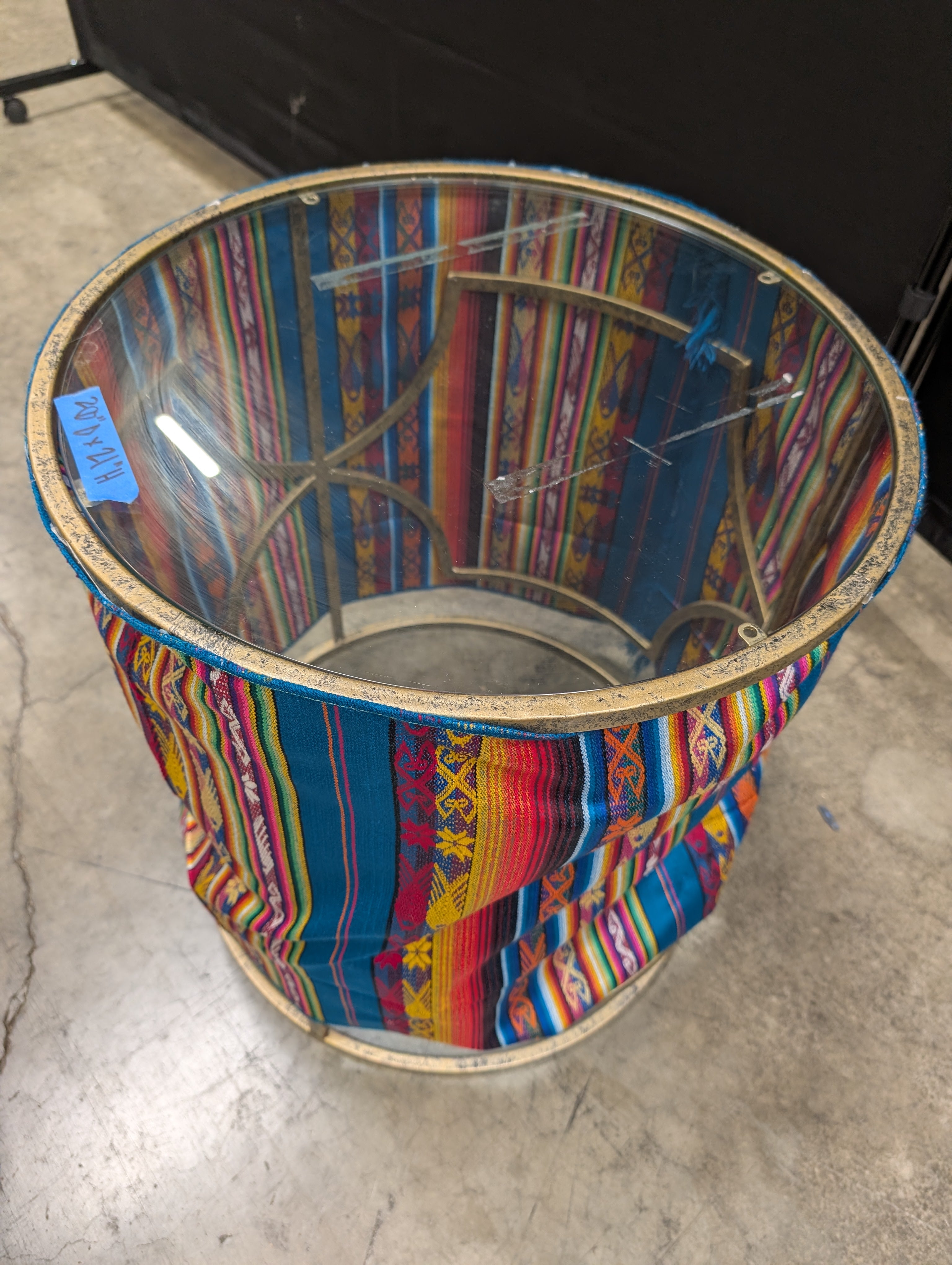 Vibrant Multi-Color Textile Glass Top Accent Table