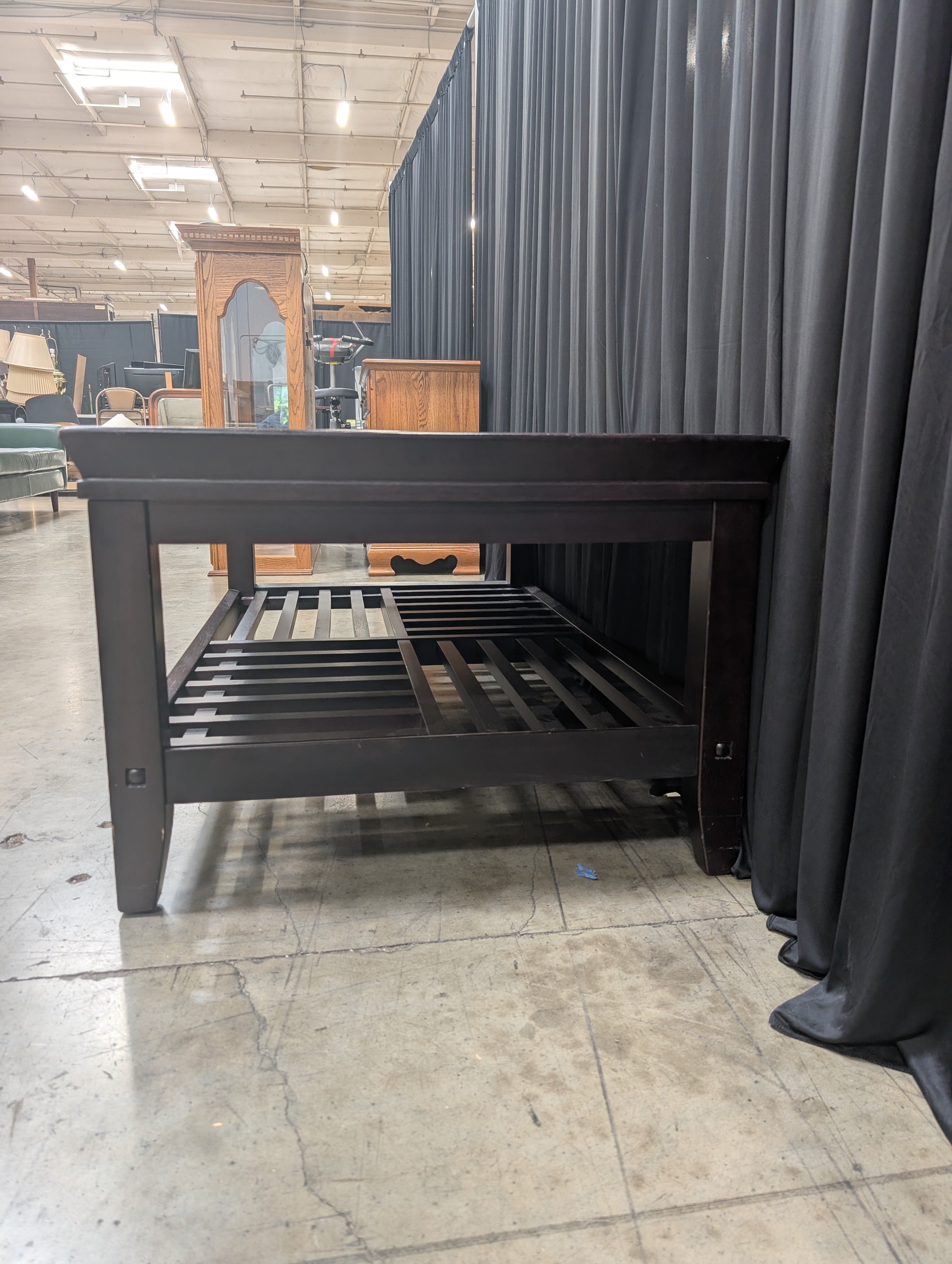 Dark Espresso Wood Coffee Table with Glass Top