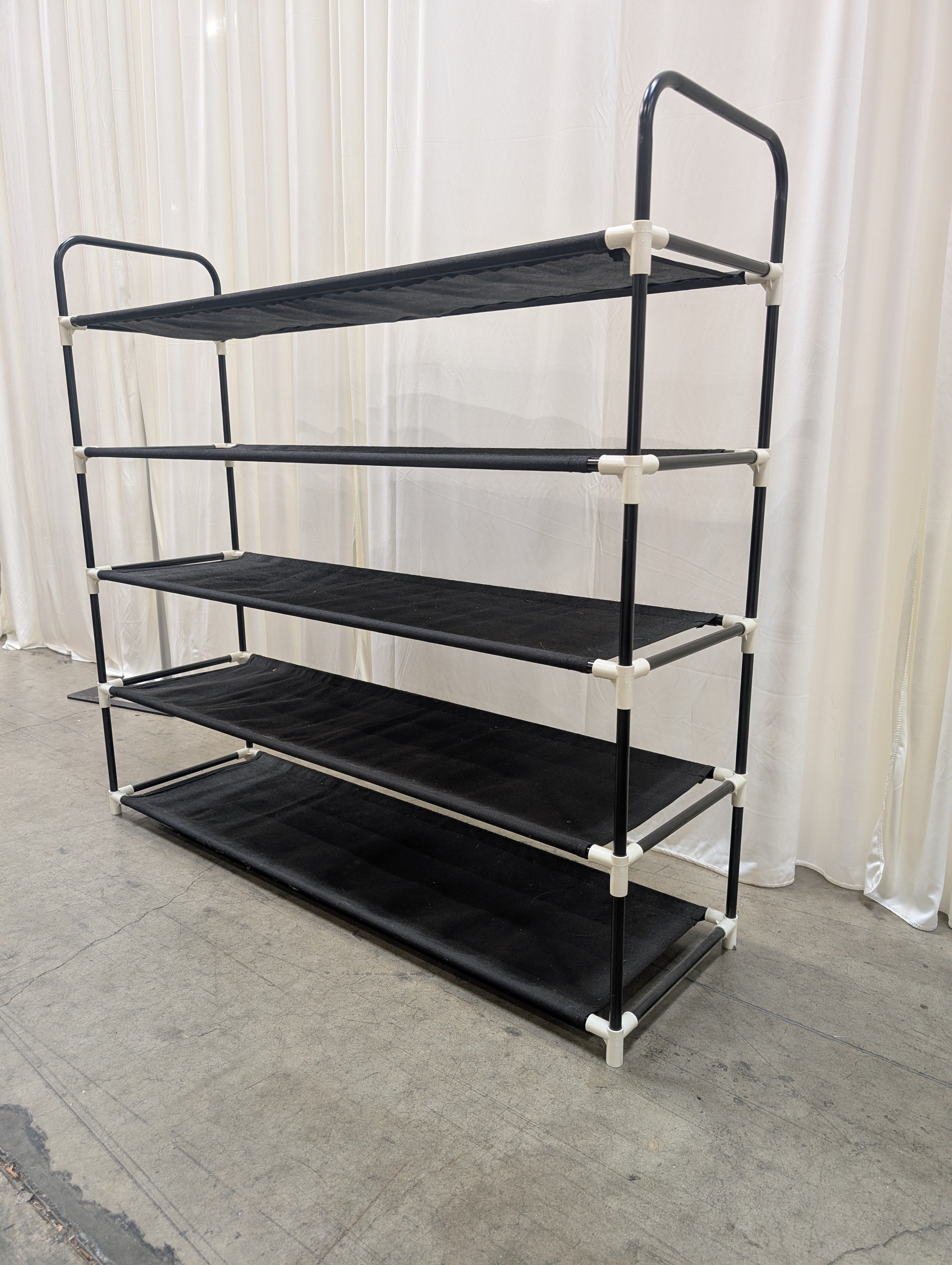 Five-Tier Fabric Shoe Rack in Black