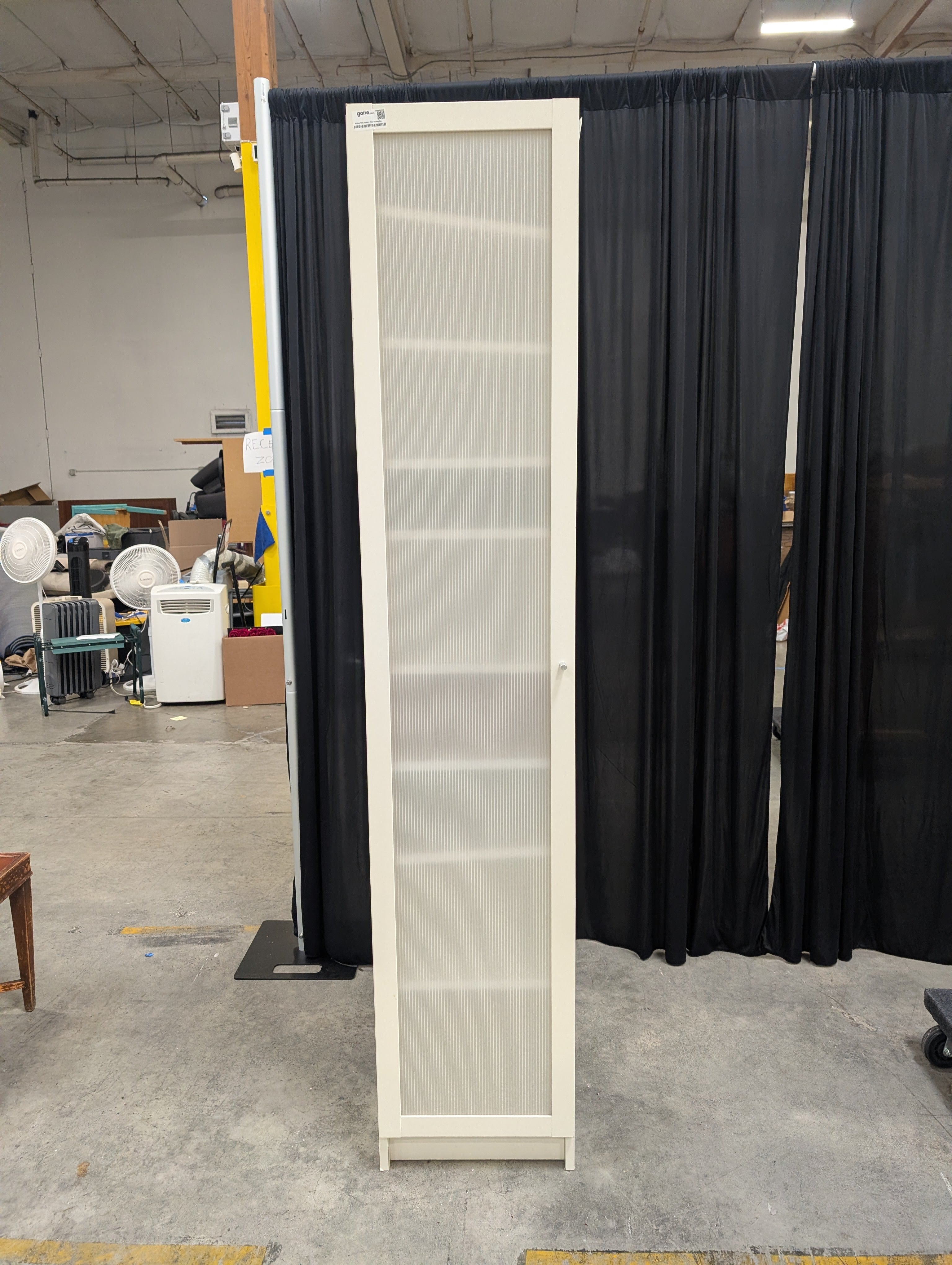 Modern White Frosted-Glass Shelving Unit