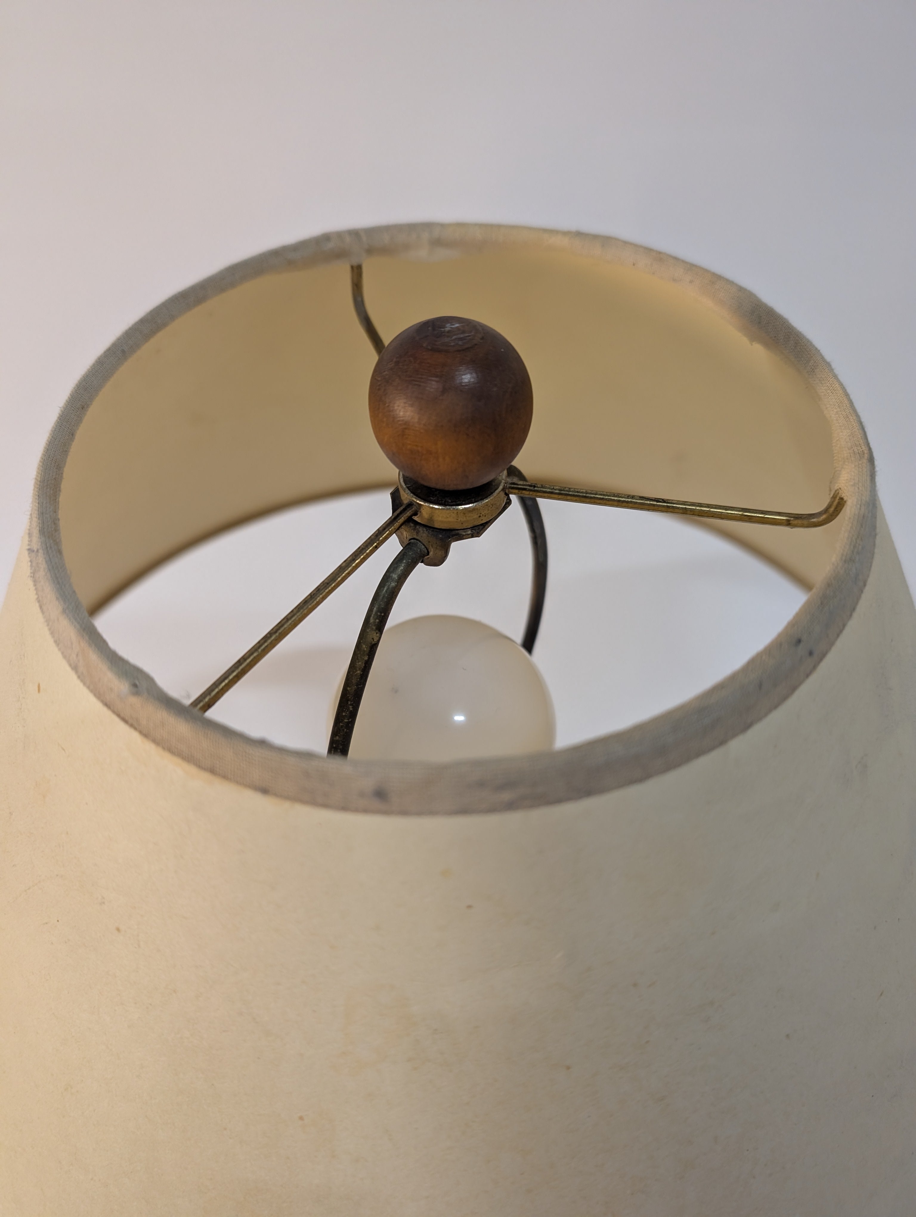 Traditional Dark Wood Accent Lamp with Cream Fabric Shade