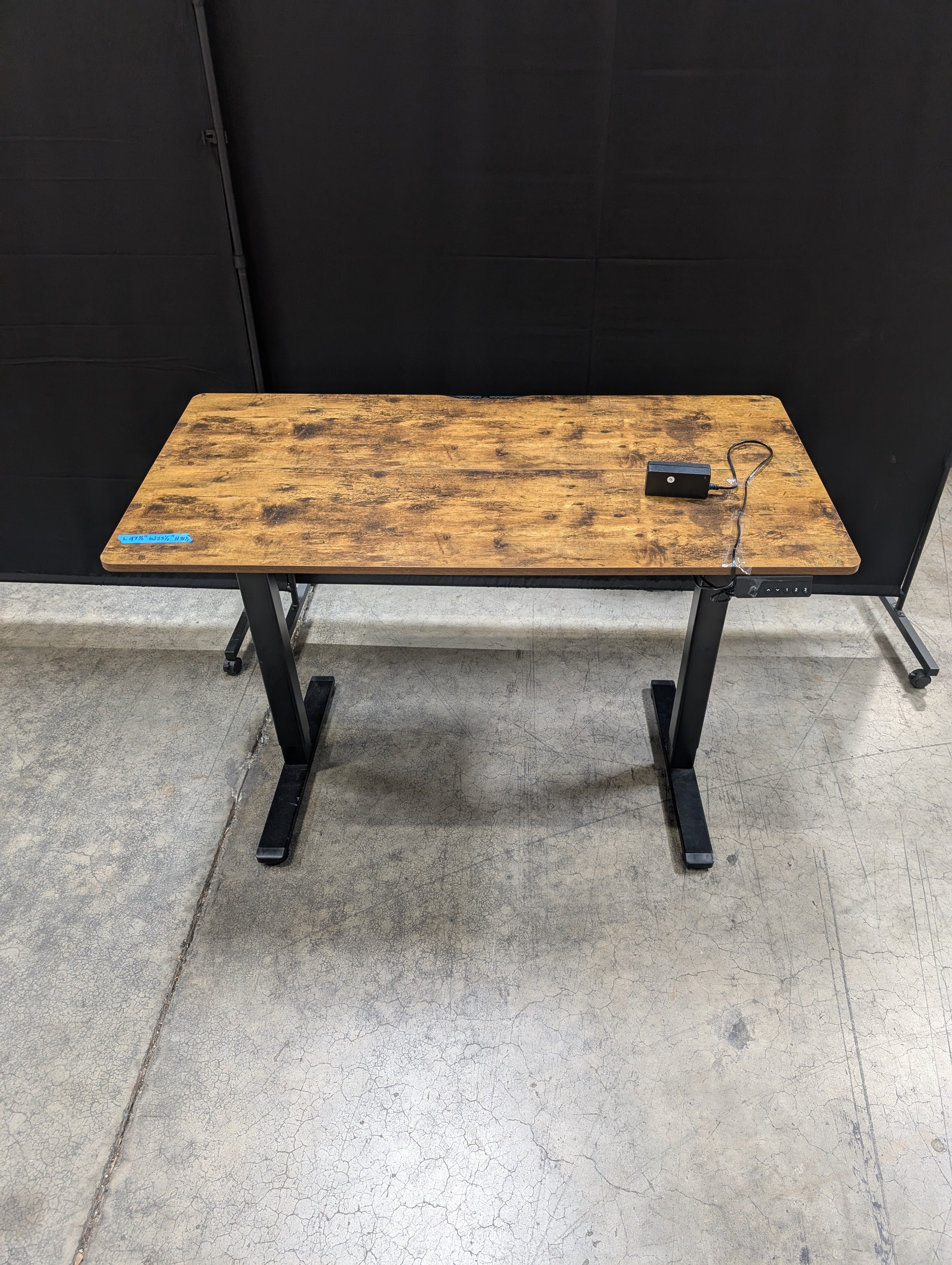 Adjustable Electric Height Standing Desk with Rustic Wood-Look Top