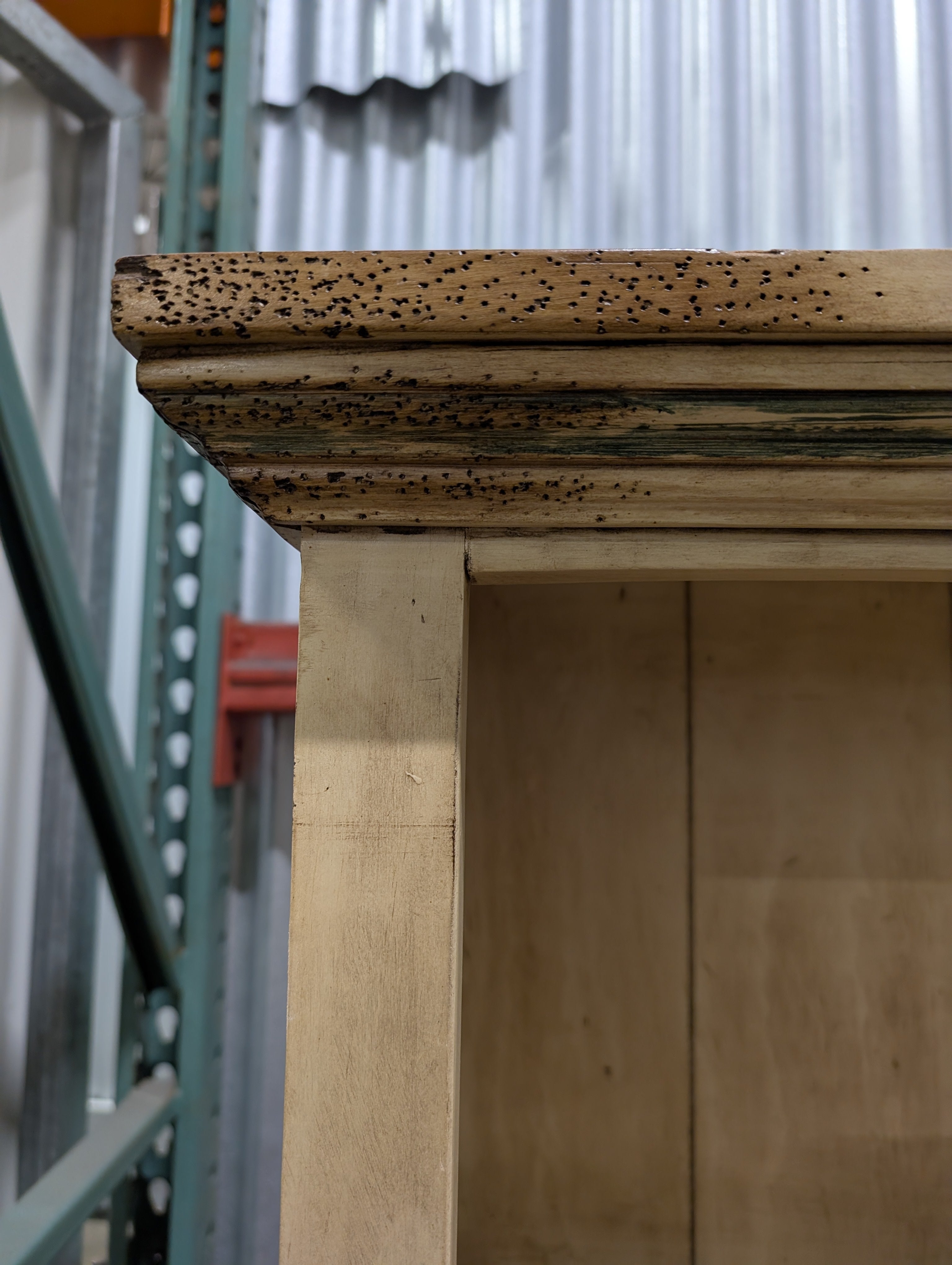 Distressed Finish Wooden Bookcase with Five Shelves