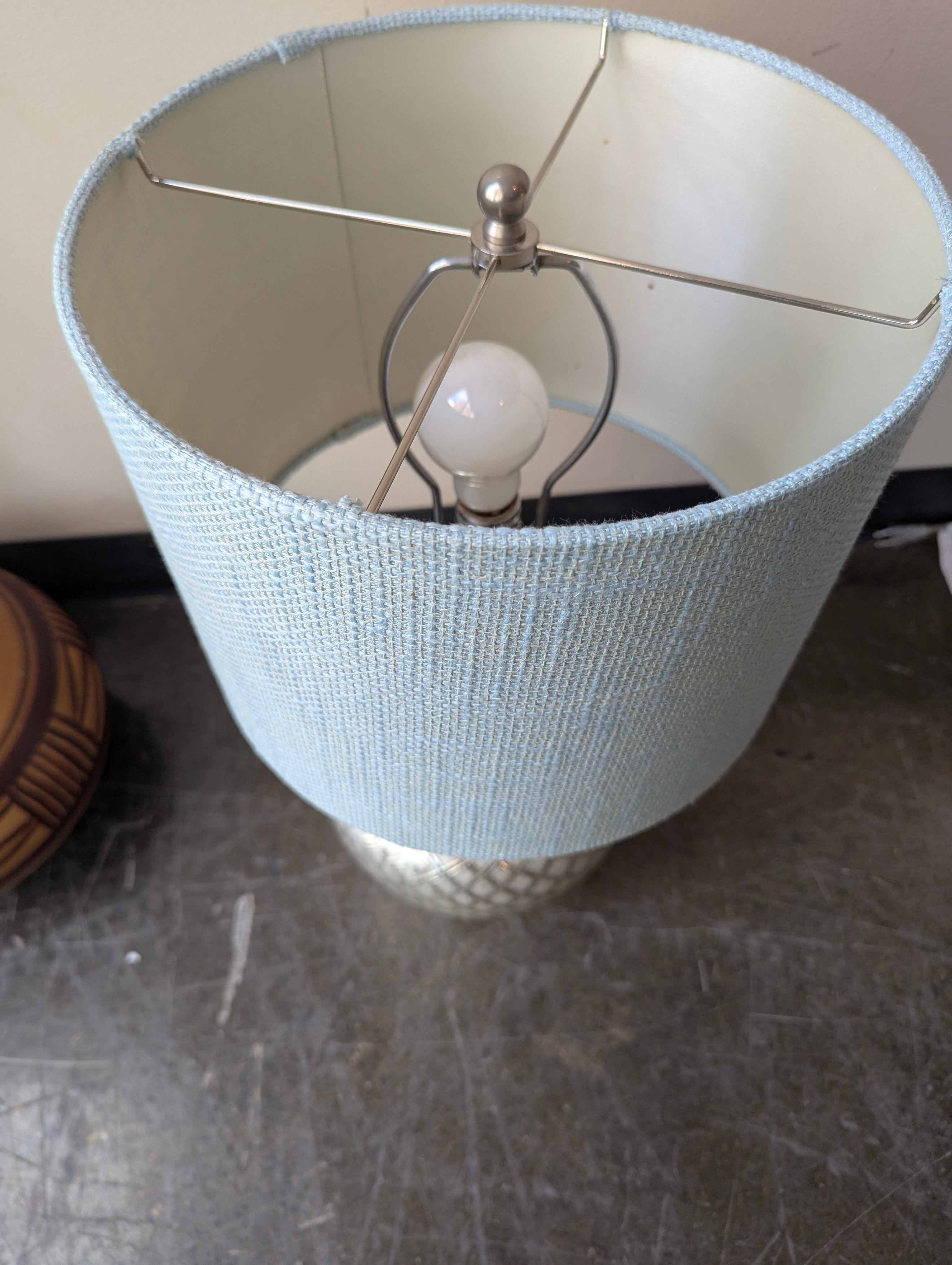 Textured Blue Shade Mercury Glass Table Lamp
