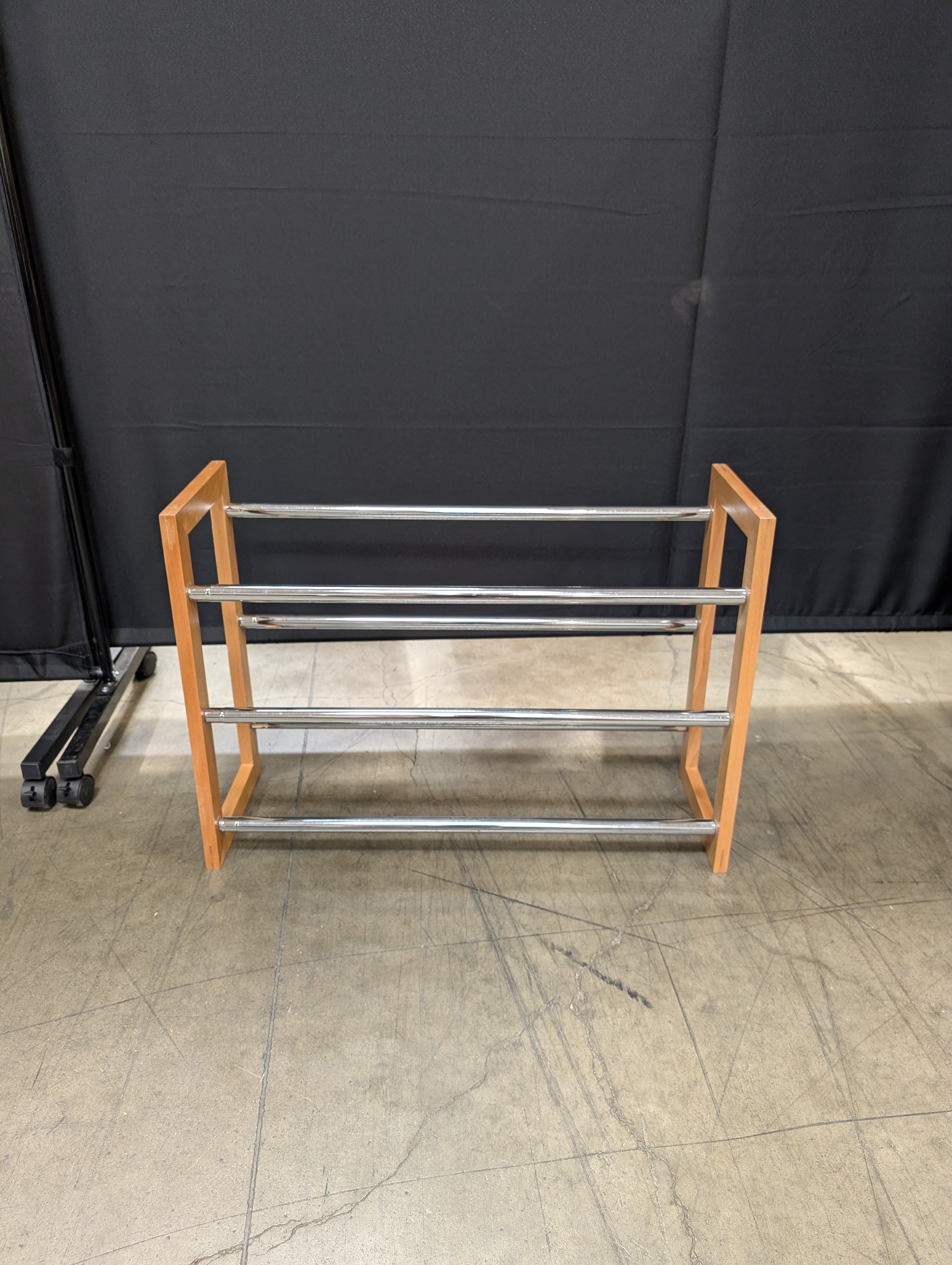 Modern Wood and Chrome Shoe Stand
