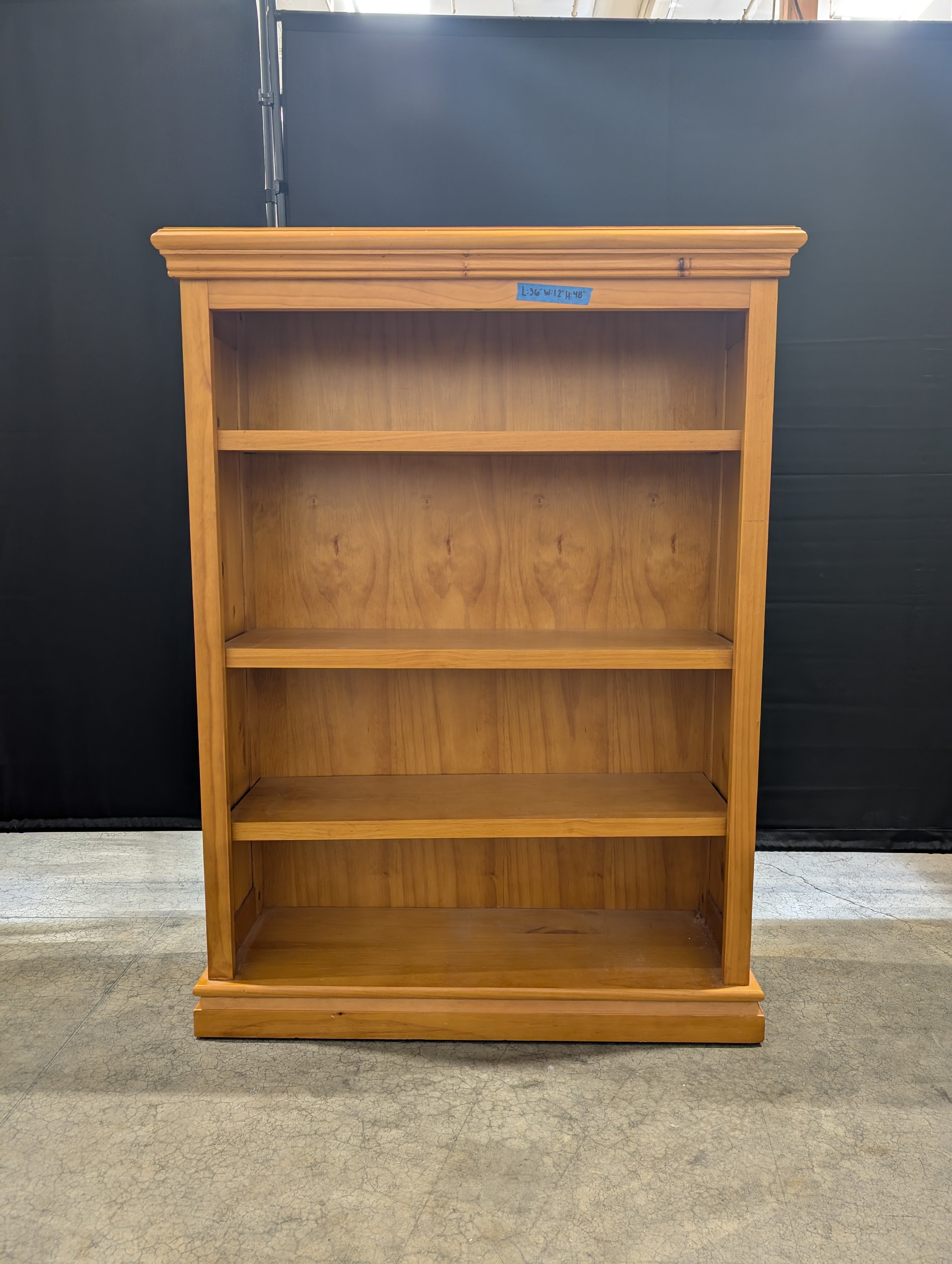 Honey Oak Wood Bookcase with Crown Molding
