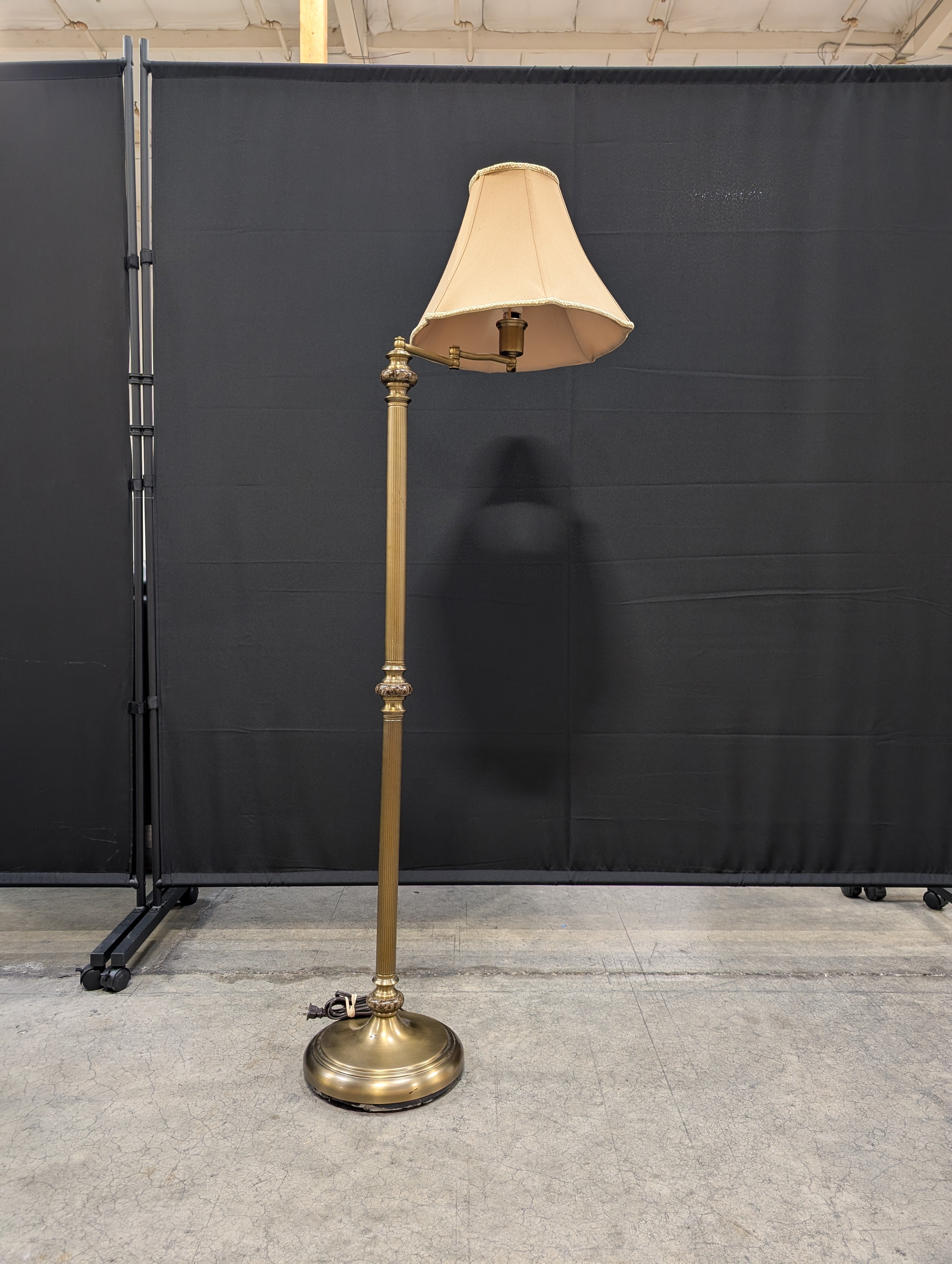 Traditional Brass Tone Swing Arm Floor Lamp
