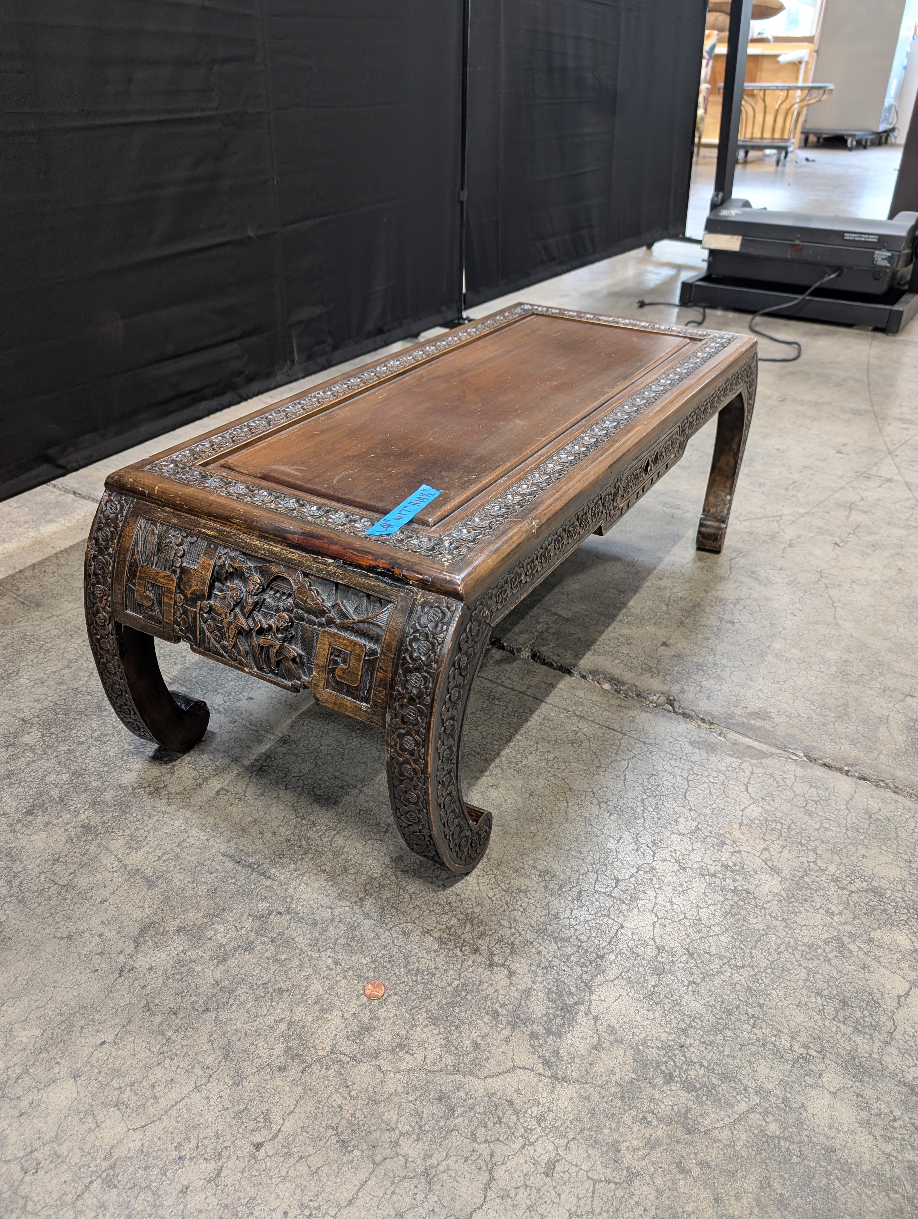 Ornate Asian Style Coffee Table in Dark Wood