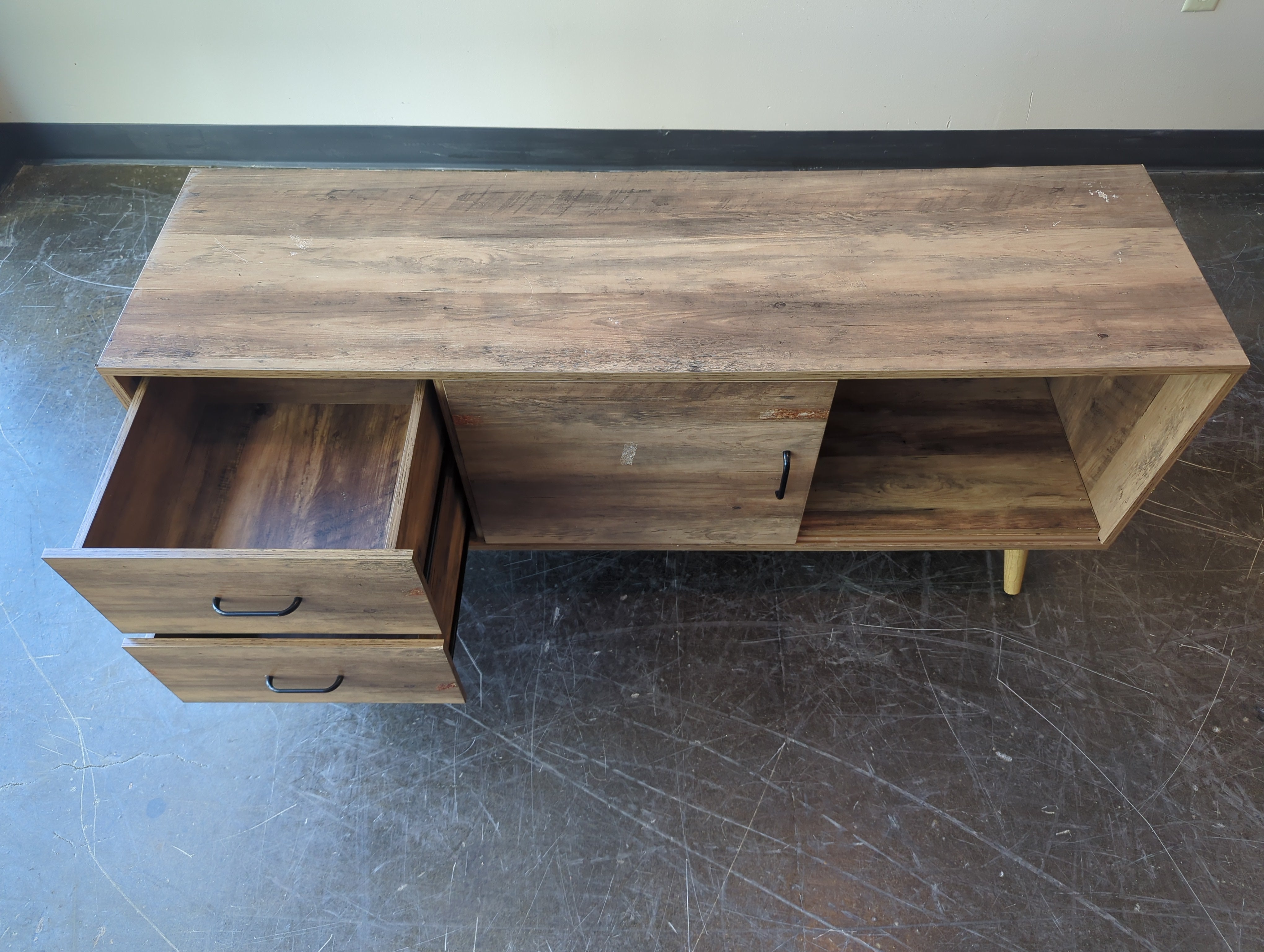Mid-Century Modern Wood Media Console