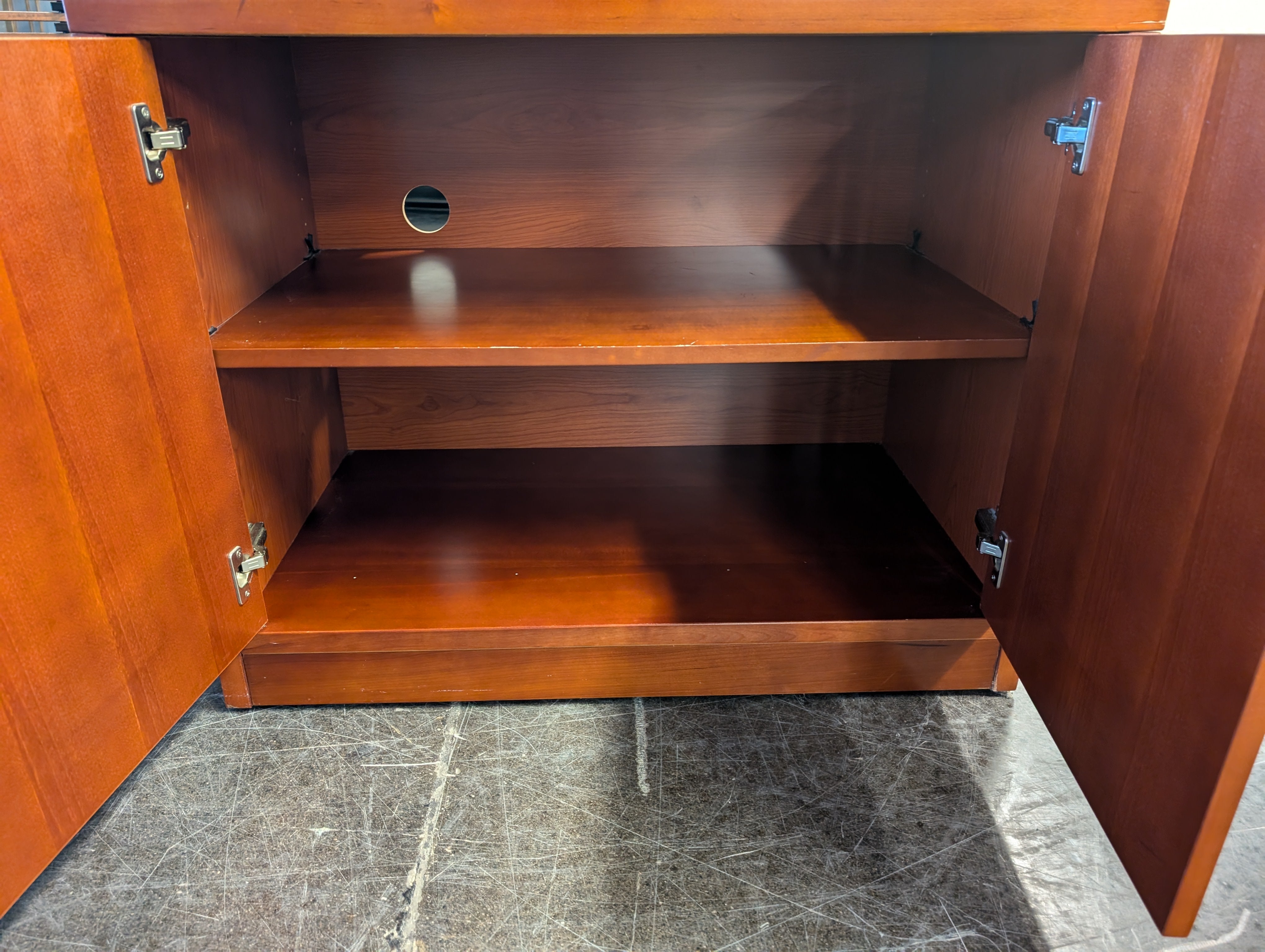 Rich Cherry Wood Accent Cabinet with Inlay Detail