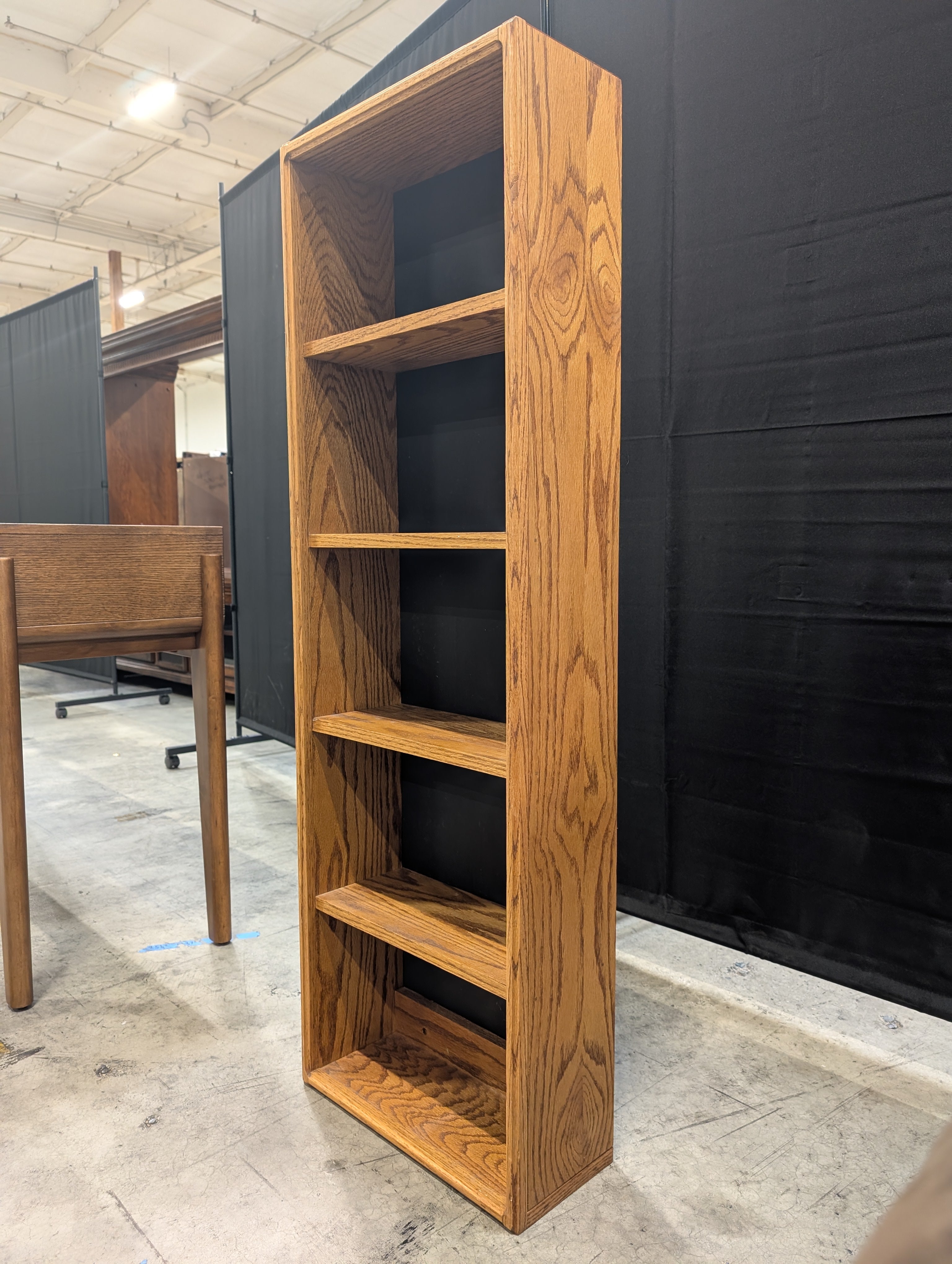 Medium Tone Wood Four-Shelf Bookcase