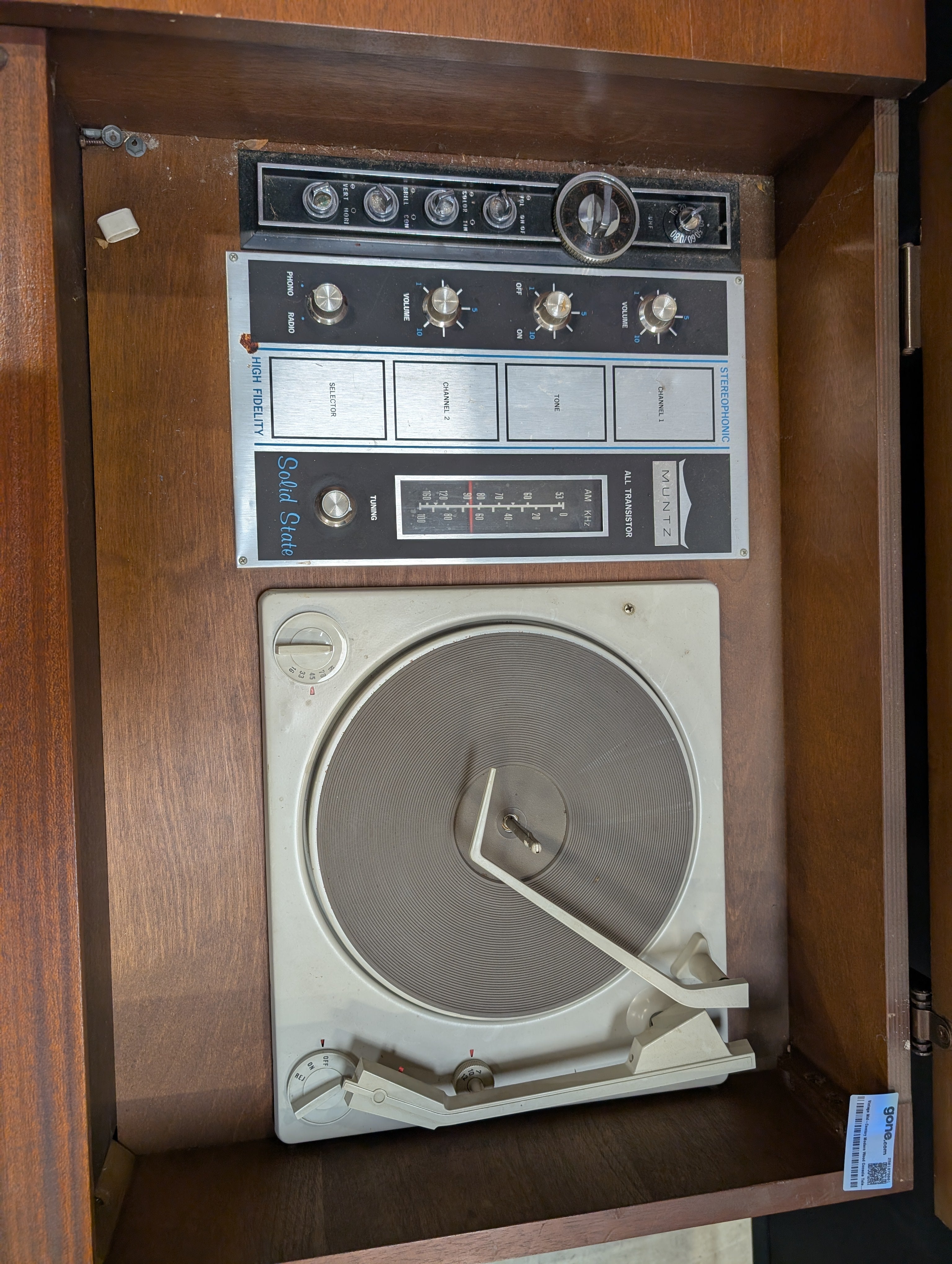 Vintage High Fidelity Wood Console Television and Record Player