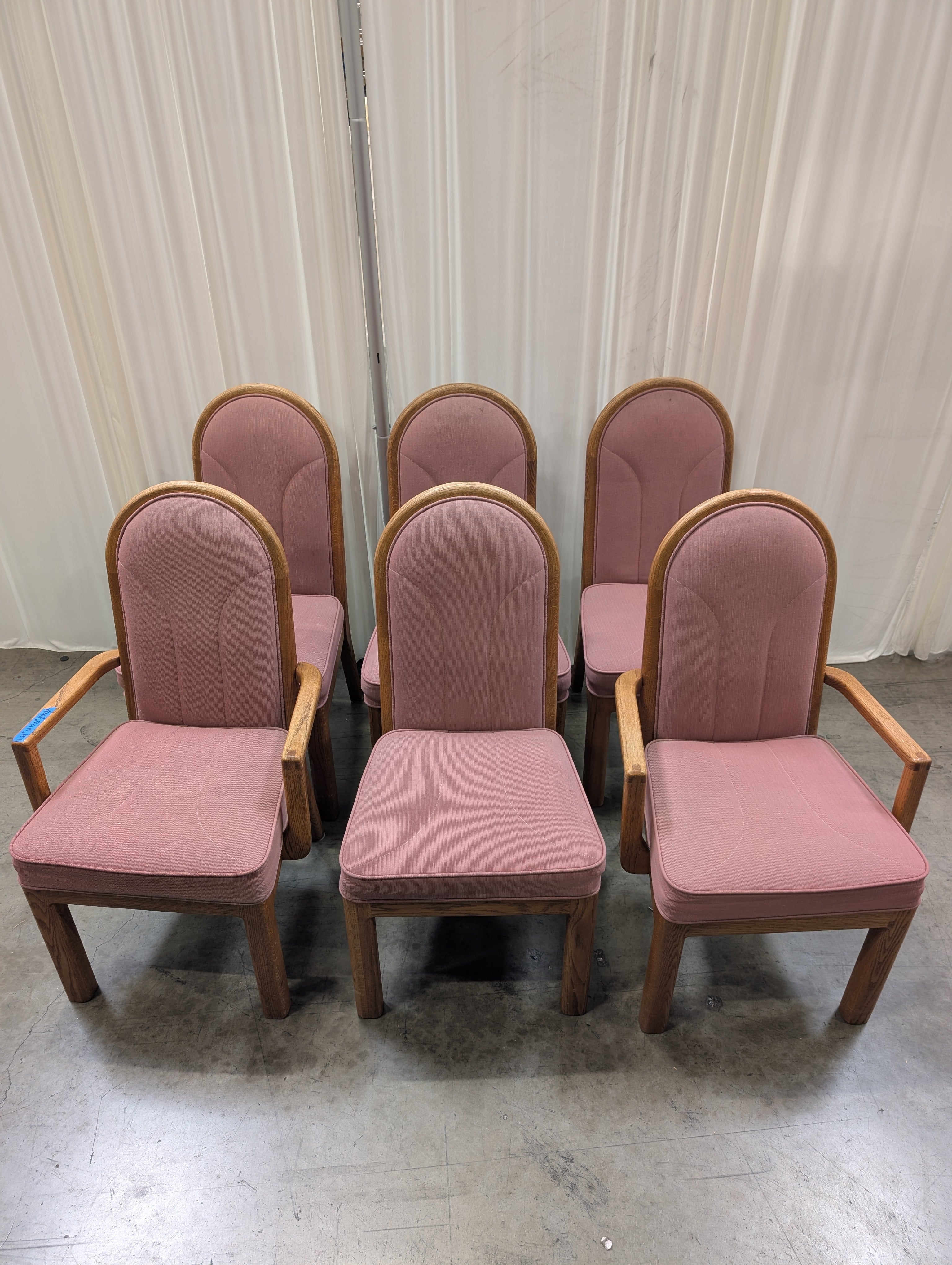 Set of Six Wambold Fine Furniture Mauve Fabric Dining Chair in Wood