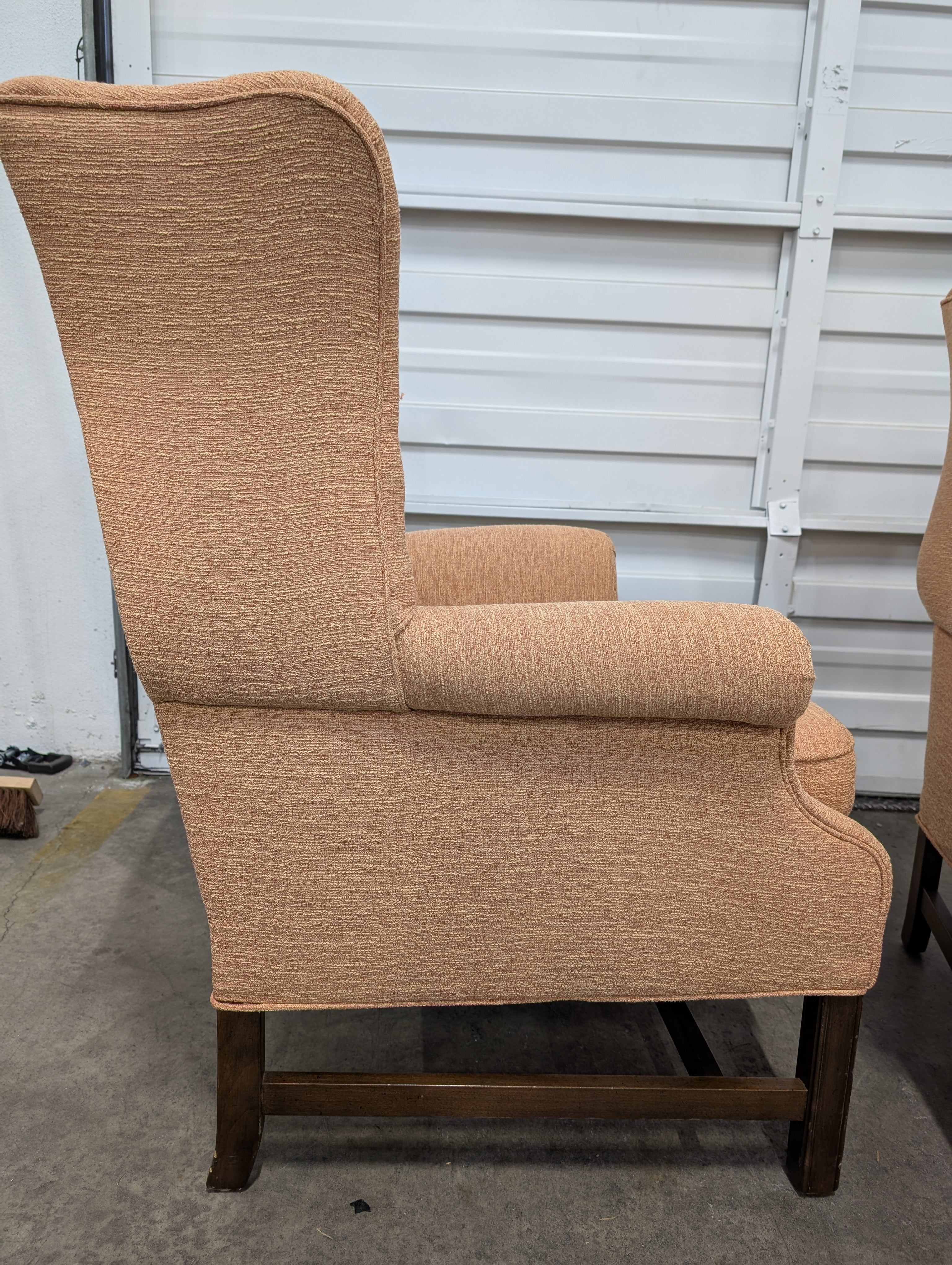 Classic Brown Wood Wingback Chair