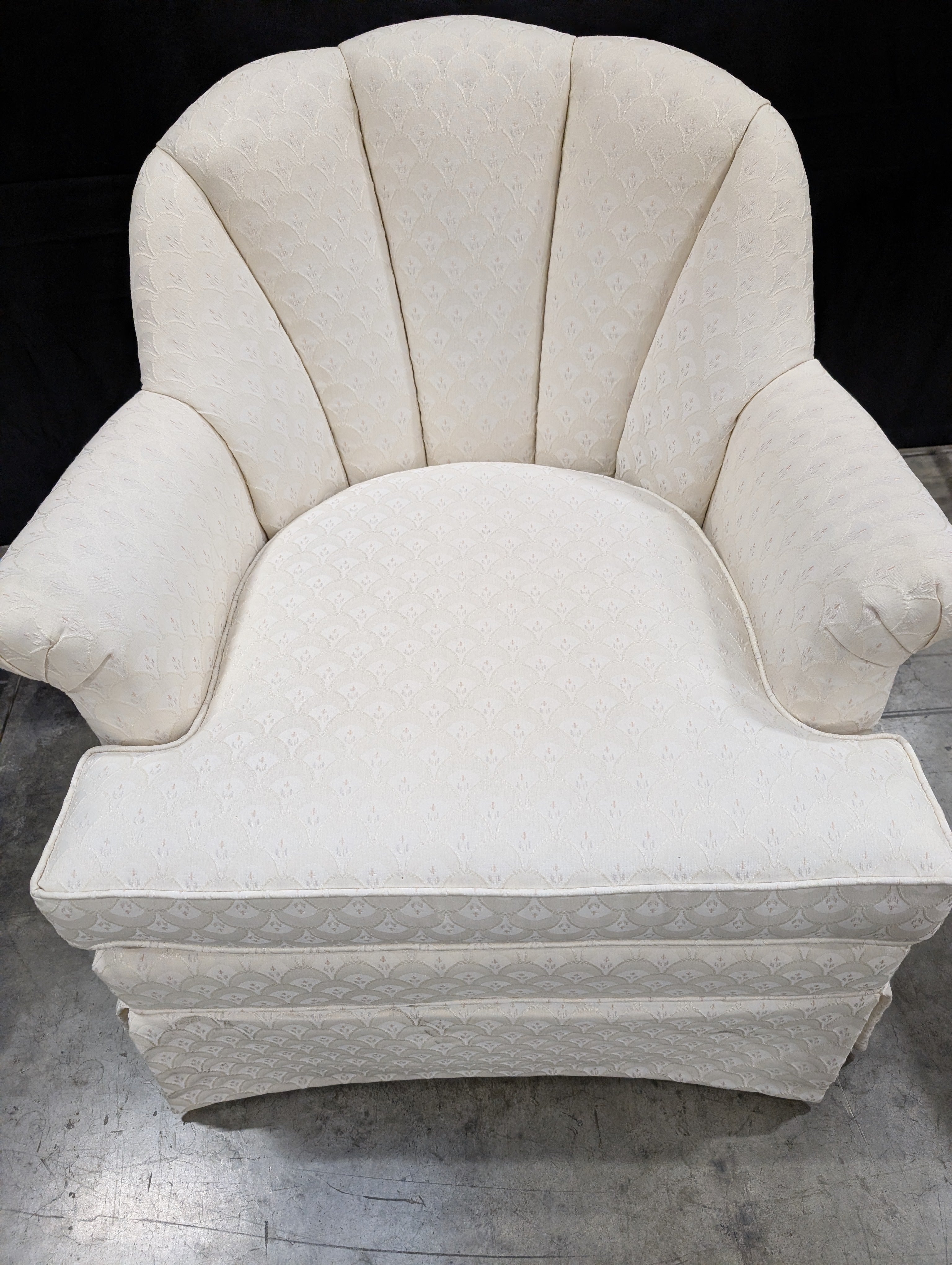 Cream Upholstered Club Chair with Subtle Pattern