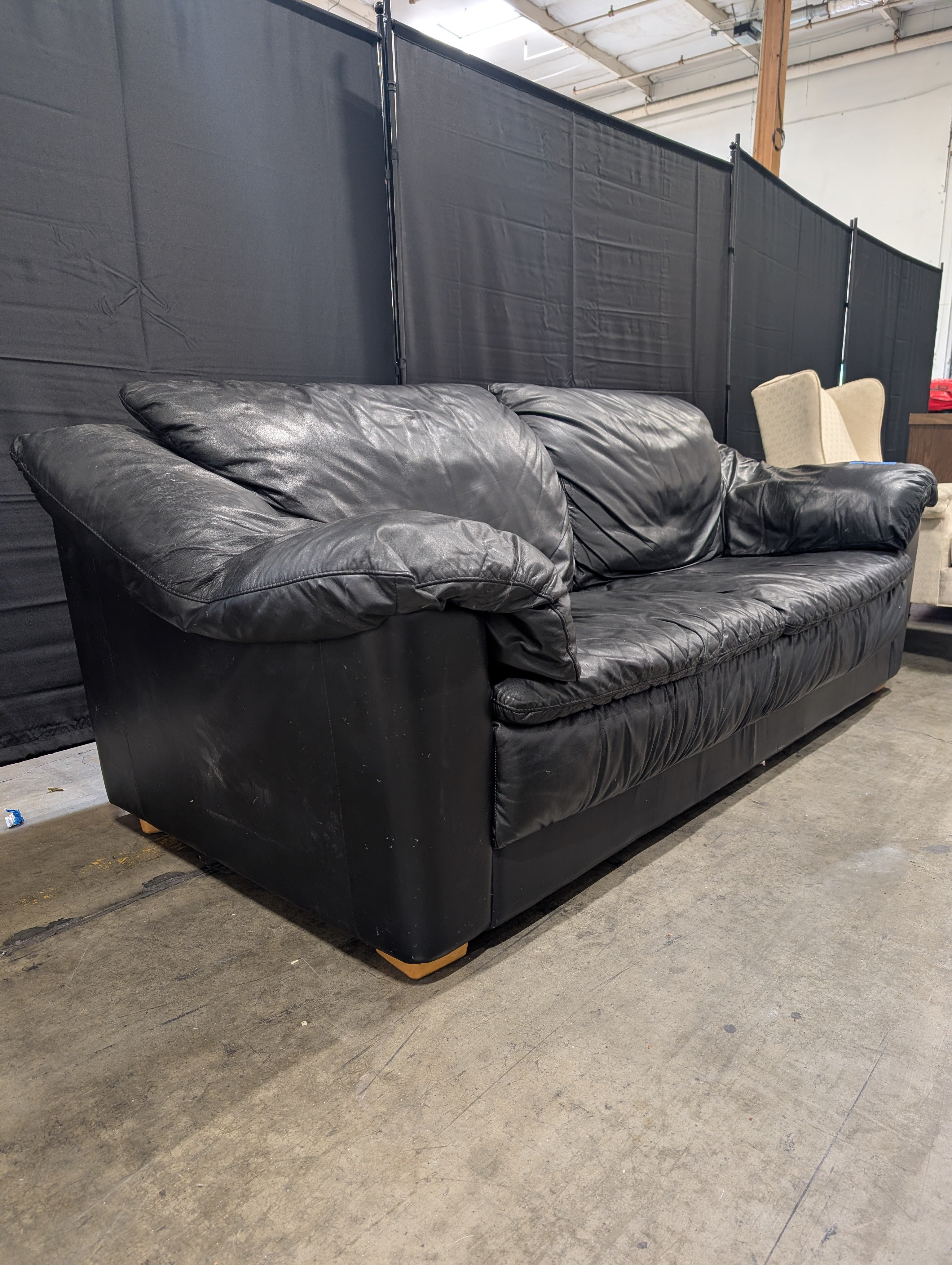 Plush Leather Two-Seater Sofa