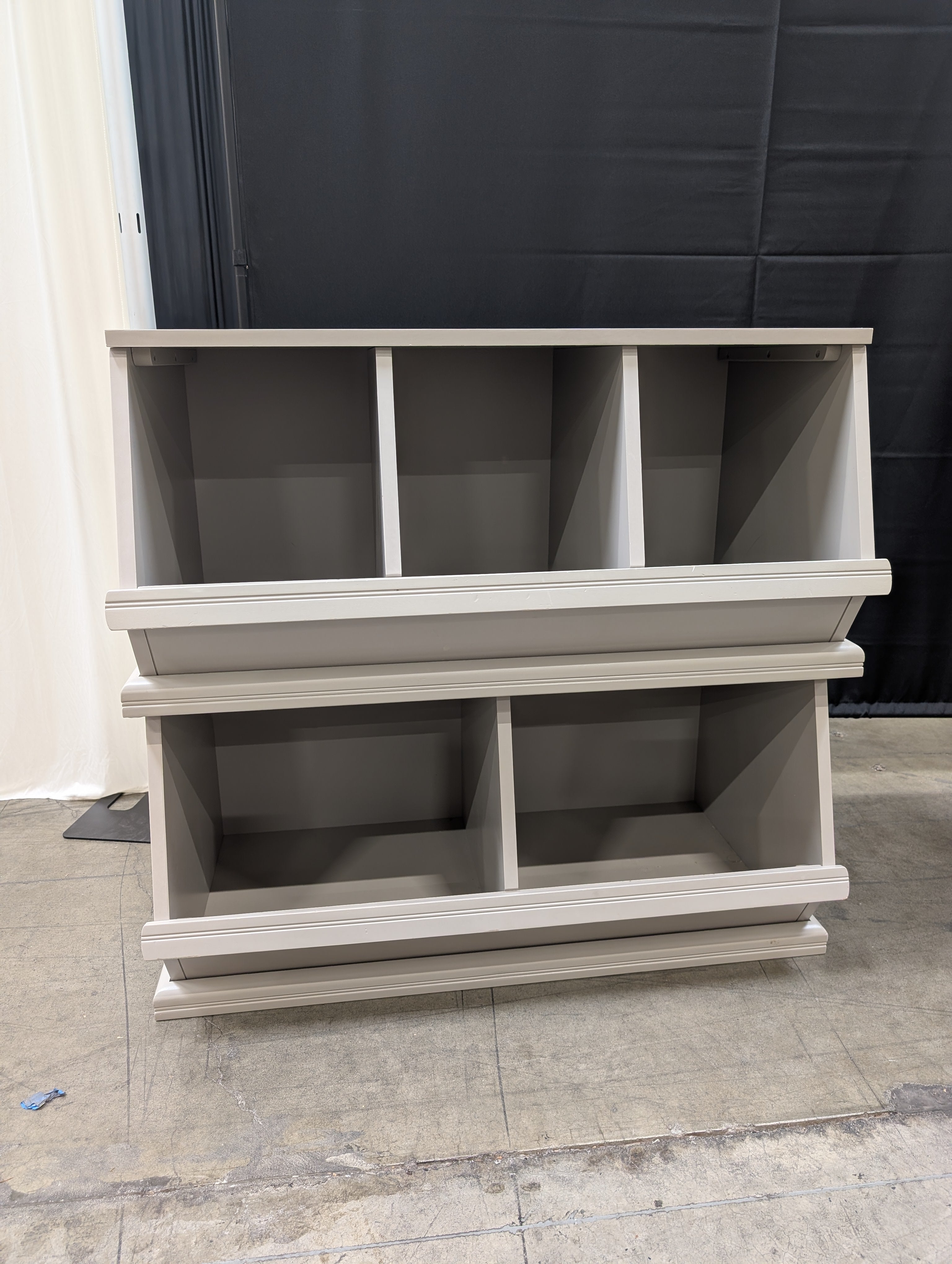 Grey Painted Wooden Cubby Bookcase