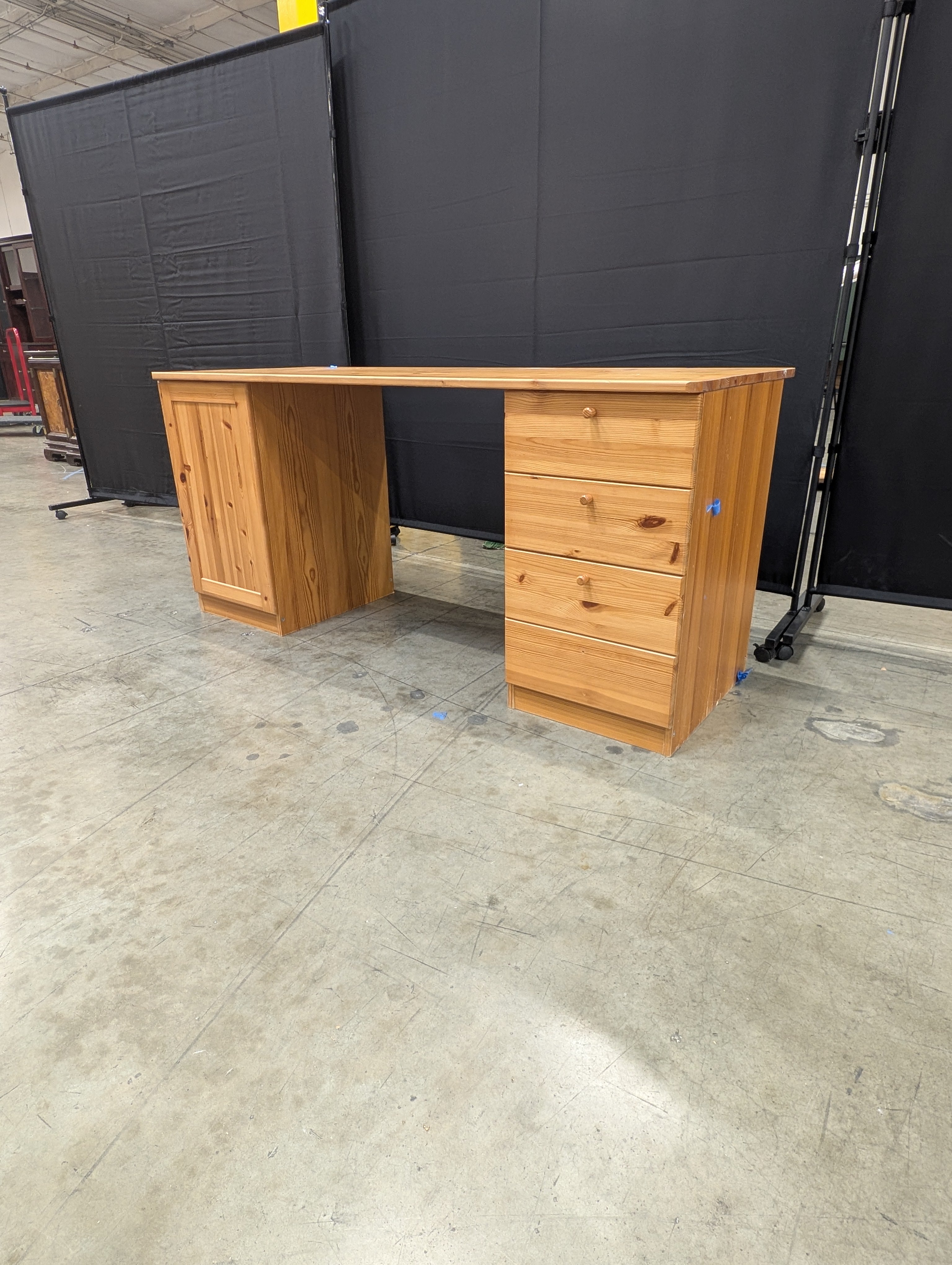 Natural Wood Desk with Storage