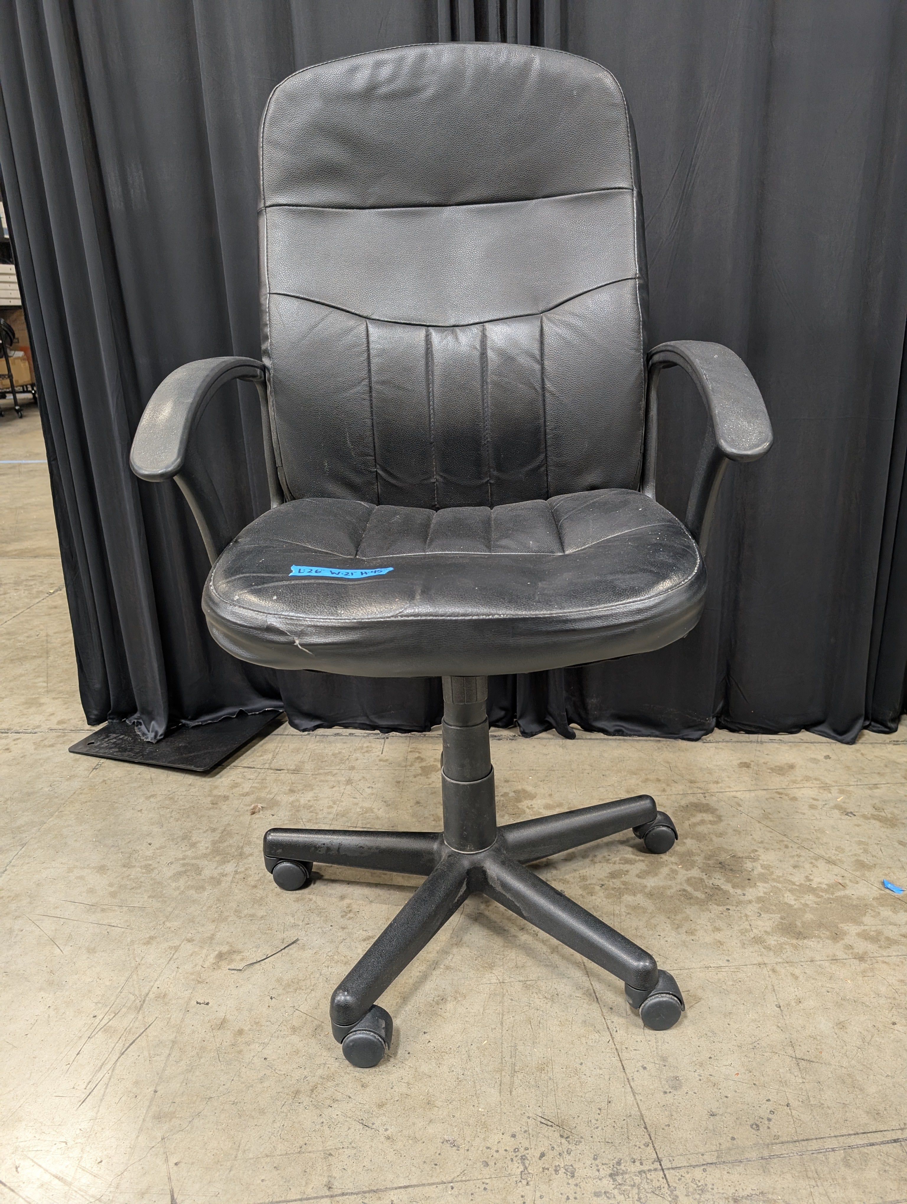 Black Faux Leather Office Chair with Armrests
