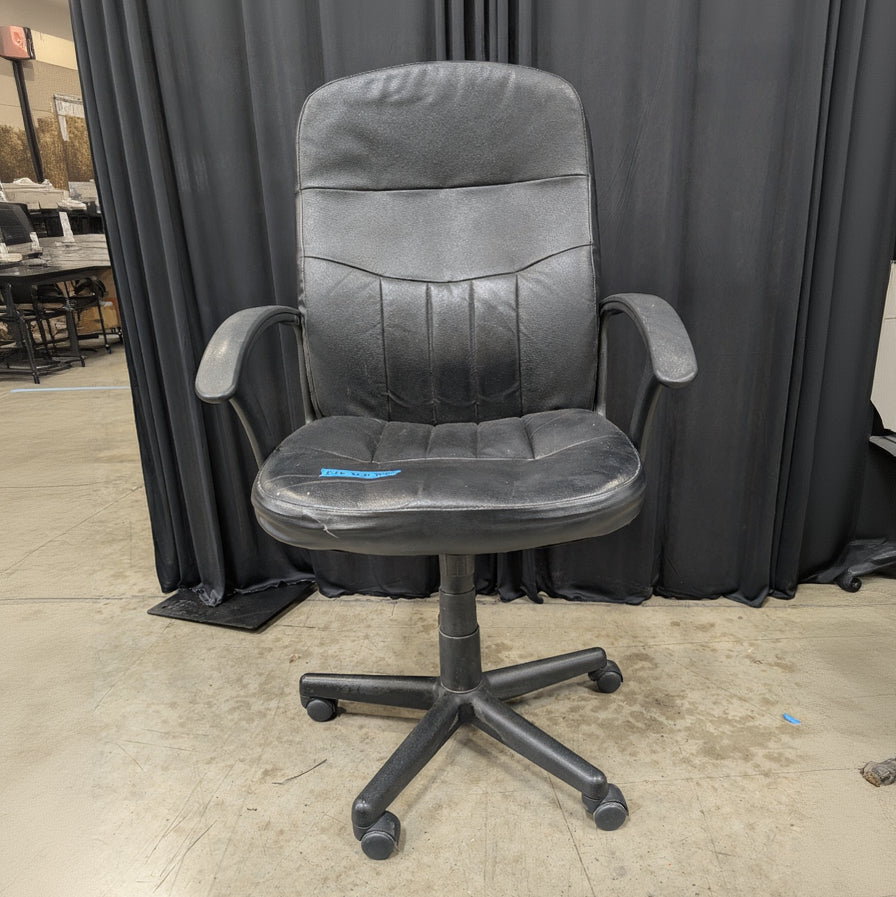 Black Faux Leather Office Chair with Armrests