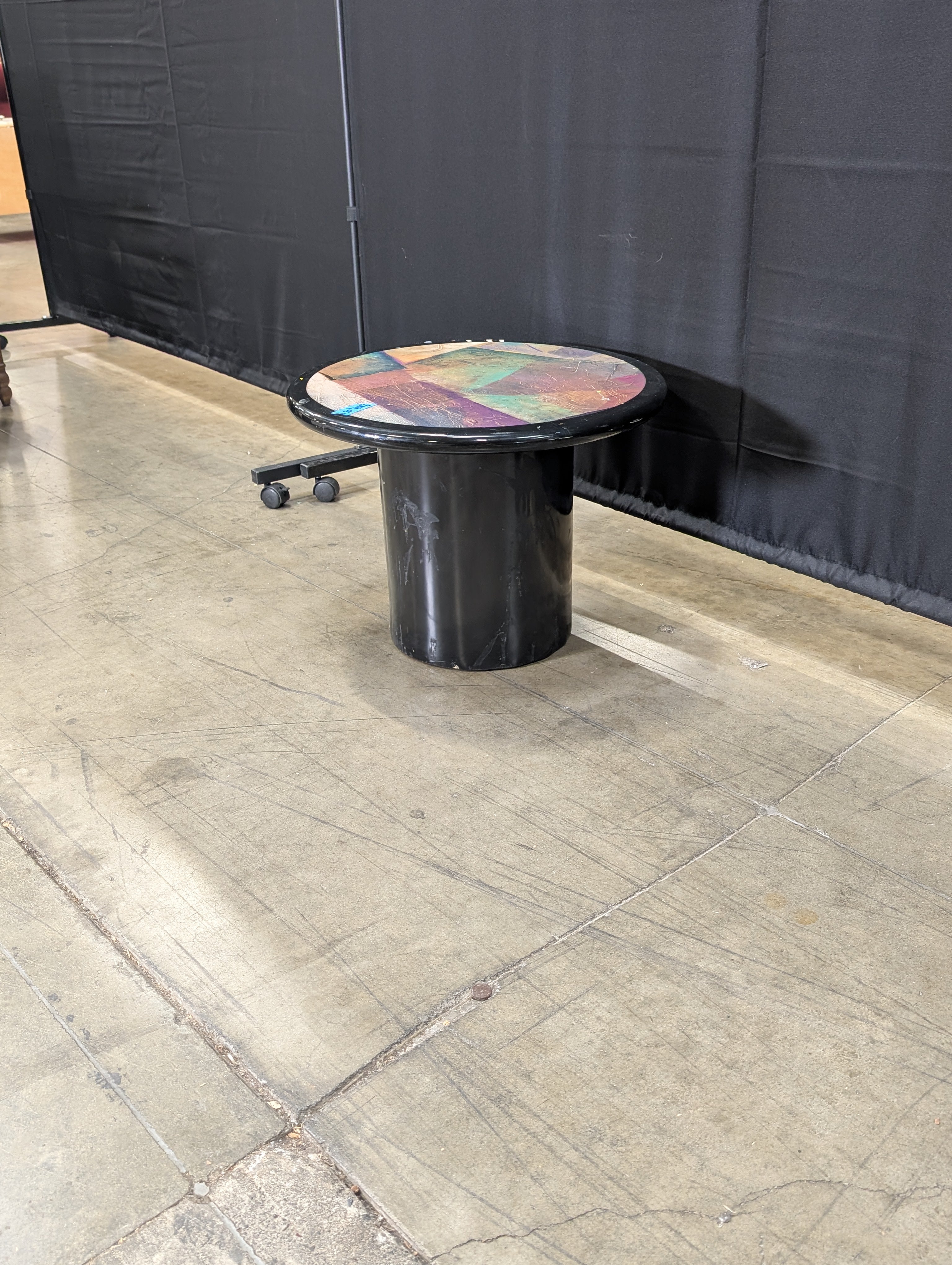 Abstract Art Top Pedestal Side Table